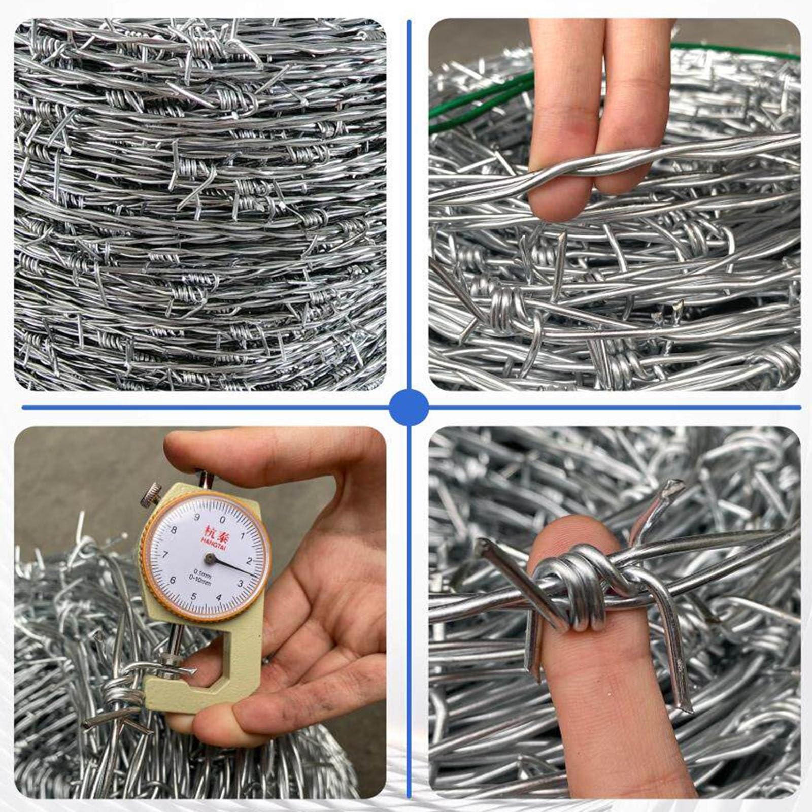 Alambre De Púas Galvanizado, Alambre De Cerca De Acero De 4 Puntas, Para Jardín Doméstico, Cerca De Granja, Malla Eslabonada Y Seguridad(200m)