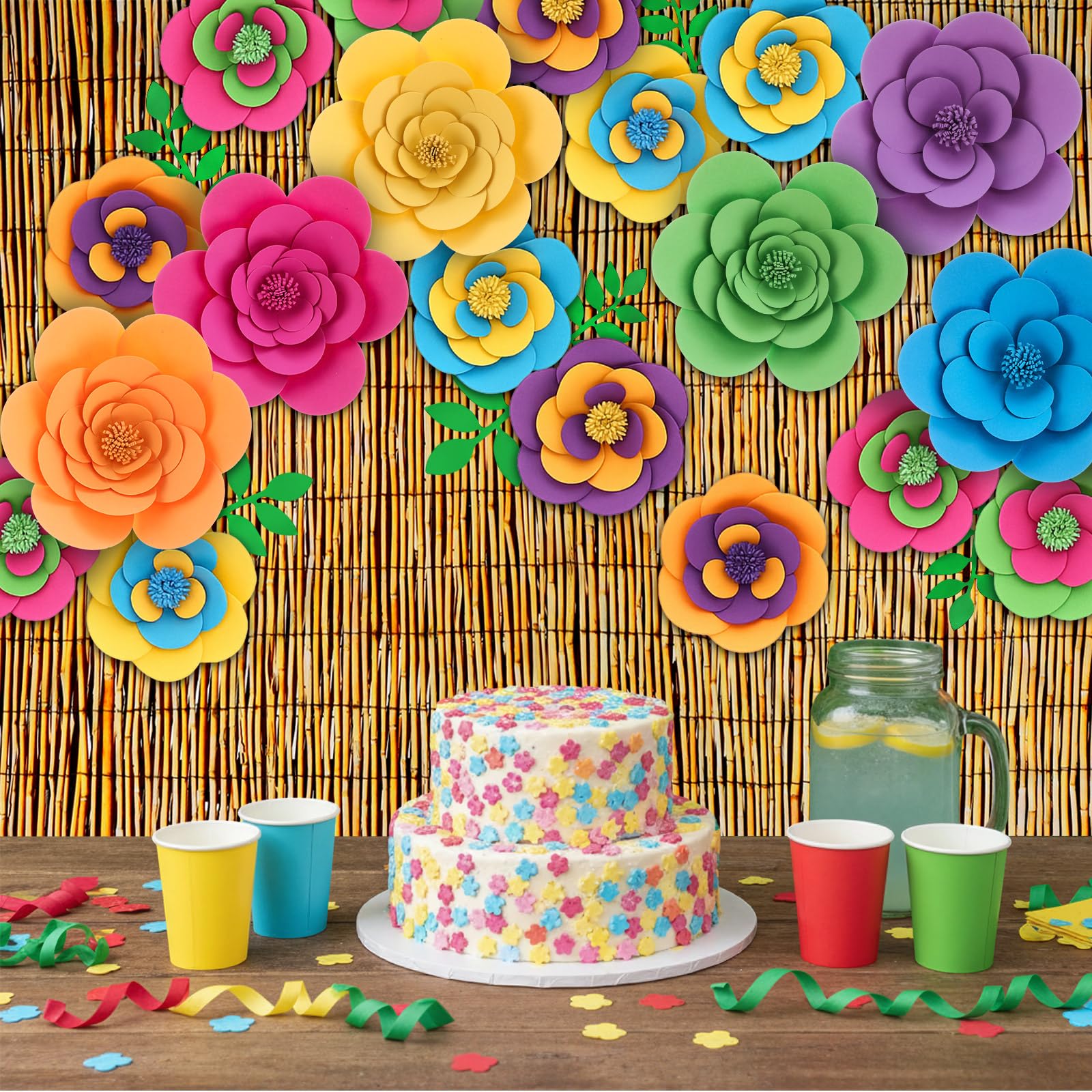 Fleurs en papier pour mariage et fête mexicaine : lot de 36 décorations murales 3D Frienda