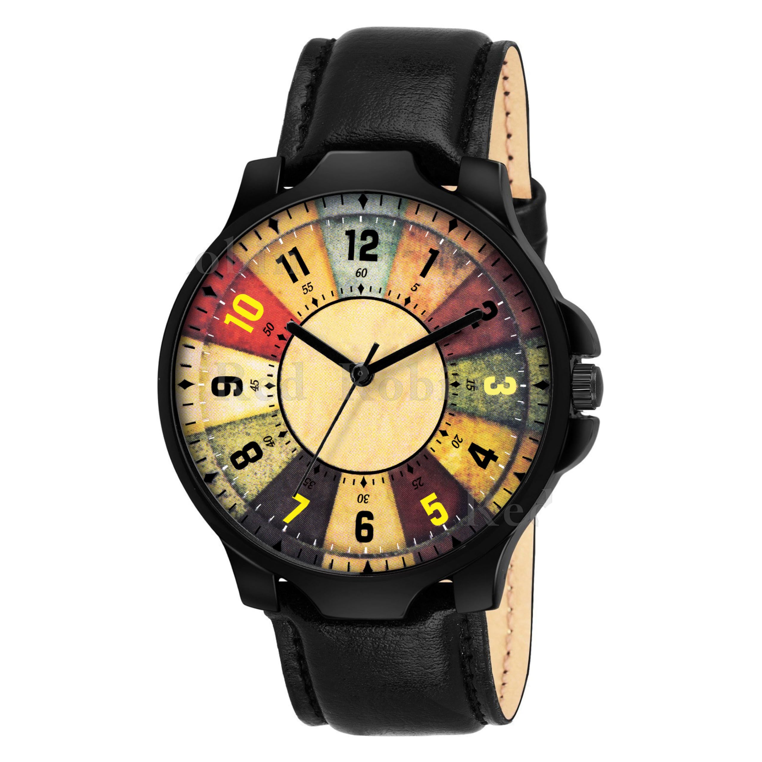 Talgo Analog Vintage Design Multicolour Dial Stylish Black Leather Strap Wrist Watch for Men and Boys, Pack of 1 - VINTAGE-3K-BLK-L (B0CSWSR76L) Amazon Price History, Amazon Price Tracker