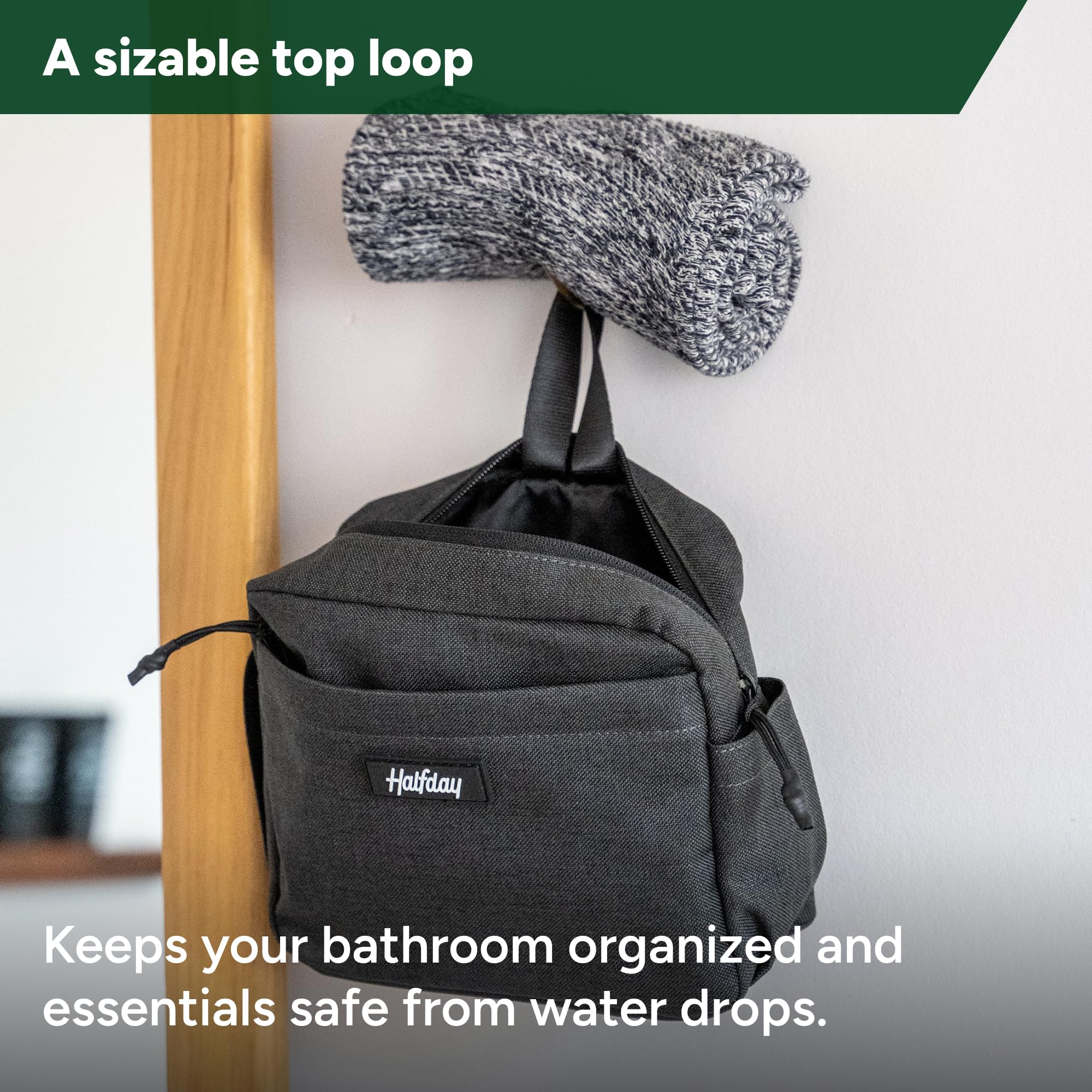 Sidecar - Kit de aseo – Kit de viaje compacto con bolsa impermeable, bolsillos de malla, soporte para cepillo de dientes y lazo para colgar – Organizador de neceser para hombres y mujeres, Azul