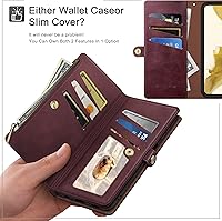 Vista 3 de XcaseBar Funda tipo cartera para Samsung Galaxy S22 Ultra con cremallera Bloqueo RFID Soporte para tarjeta de crédito, libro de folio con tapa Funda