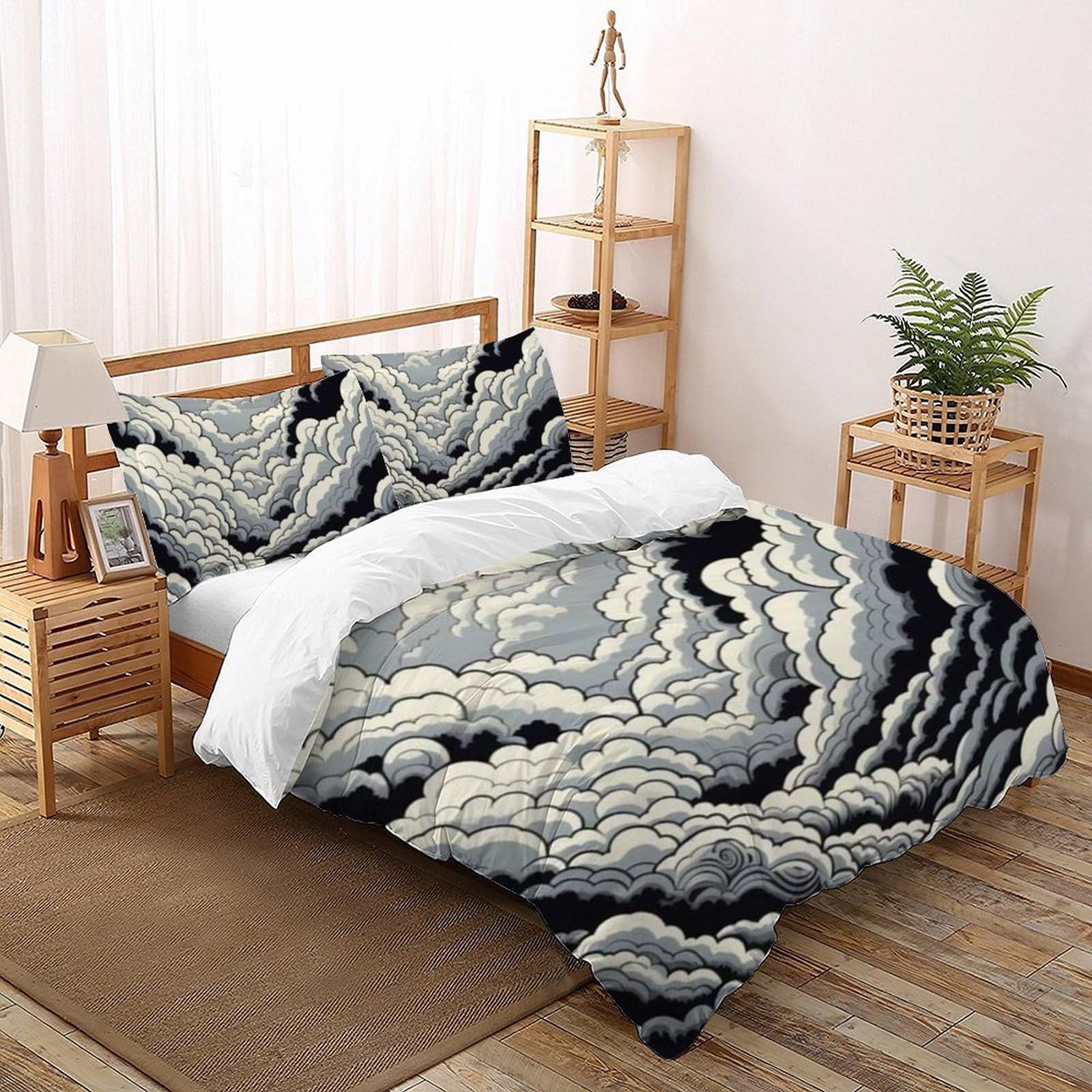 Housse de couette 200x200 imprimé 3D blanc fermeture éclair garçon