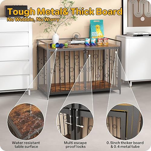 Miniatura 3 de Mueble de jaula para perros con mesa, 384248 pulgadas, jaula para perros decorativos, a prueba de escapes, para interiores para perros pequeños,