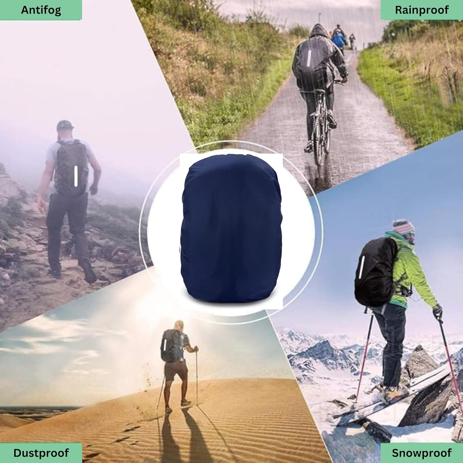 Bag Cover Waterproof 40L to 50L PU Coated Rain Cover for Backpack Bags, Suitable Bags for Laptop, School, Tail, Trekking, Travel Bag with Adjustable Buckle and Storage Pouch (Navy Blue) 26 81EK7j8FO7L. SL1500