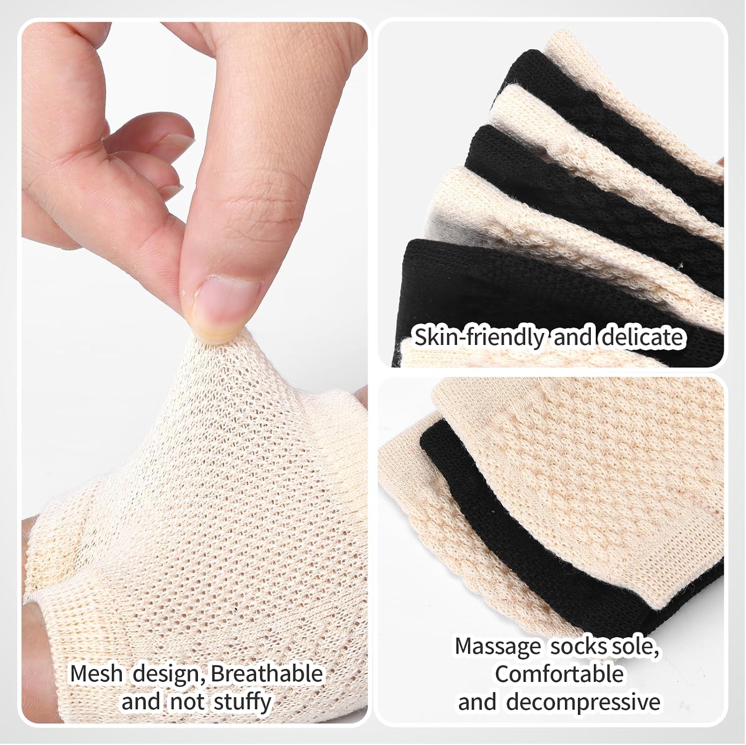 Open Toe Socks Half for Women Mules, Cotton Peep Toe Mule Sandal Socks Toeless for Women