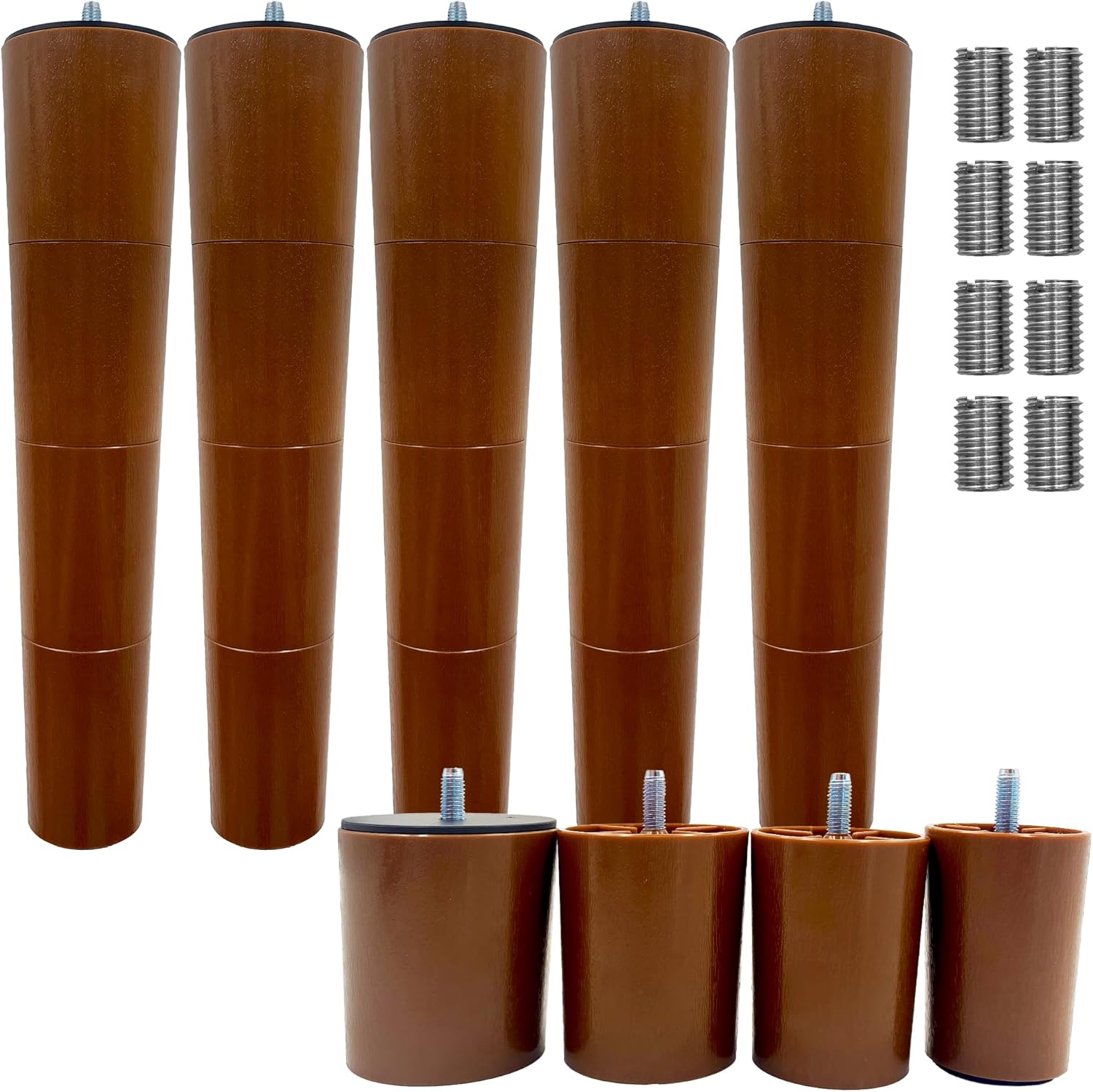 12 Inch 6 Pcs Coffee Adjustable Bed Base Frame Support Legs Compatible with M8 M10 Threading Sofa Furniture Foot Replacement