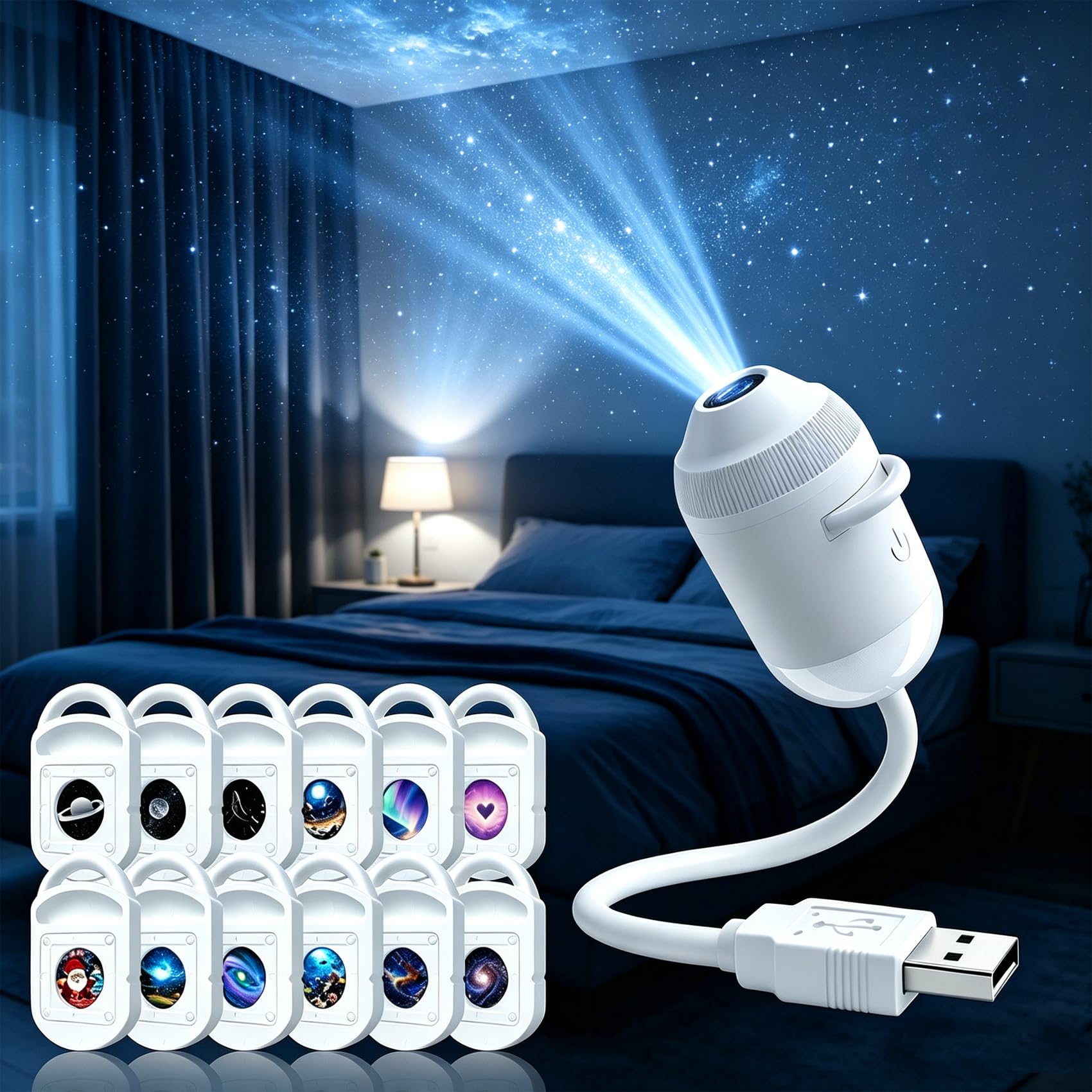 COMAUO NEXT GEN SMART PROJECTION HD 5D Holographic Night Light Projector