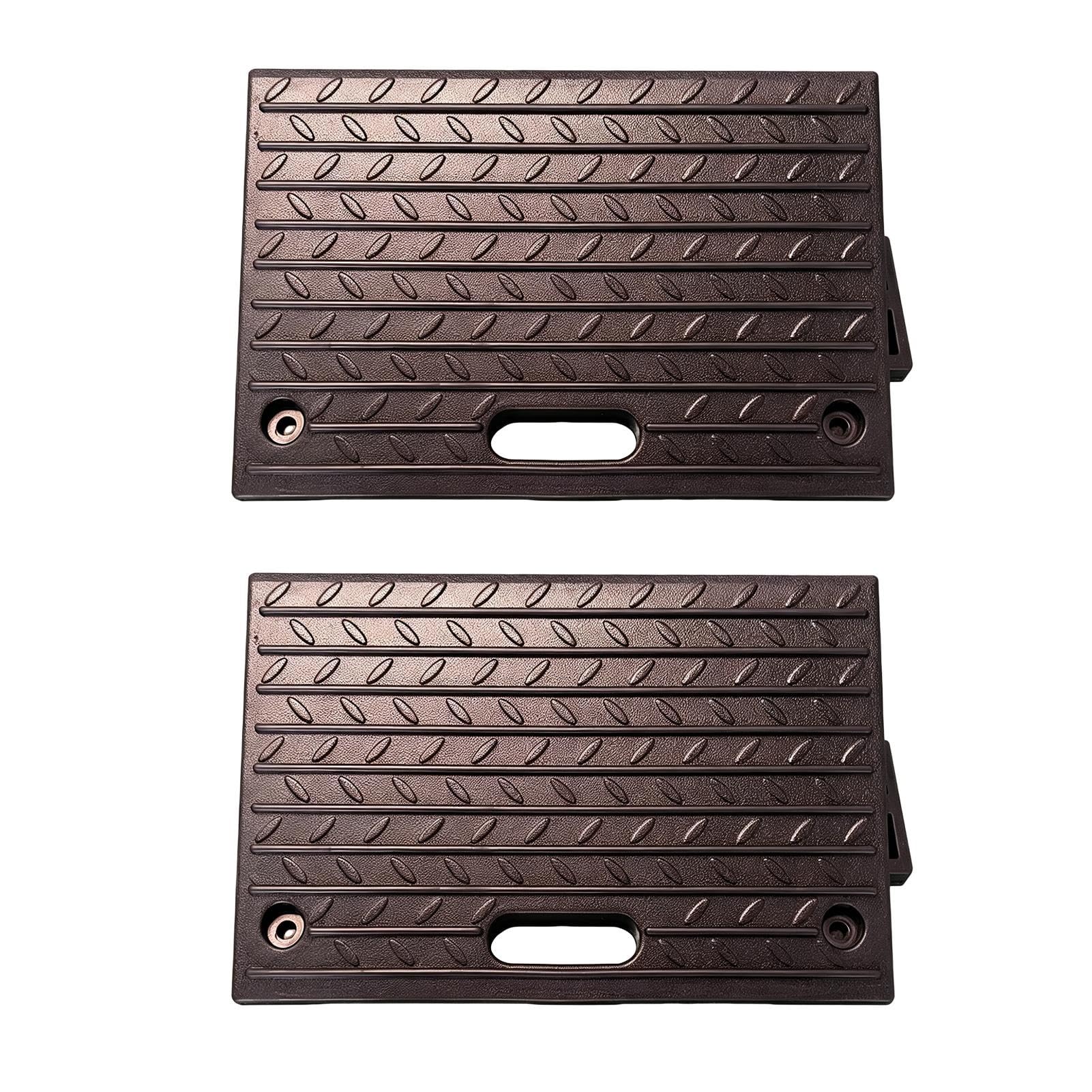 Ramp Krawężnikowych Wysokość 10 cm Przenośna Rampa Progowa Uchwytami | Zestaw 2, Nośność 27000 kg, Powierzchnia Antypoślizgowa, Modułowa Konstrukcja łączona, Odpowiednia