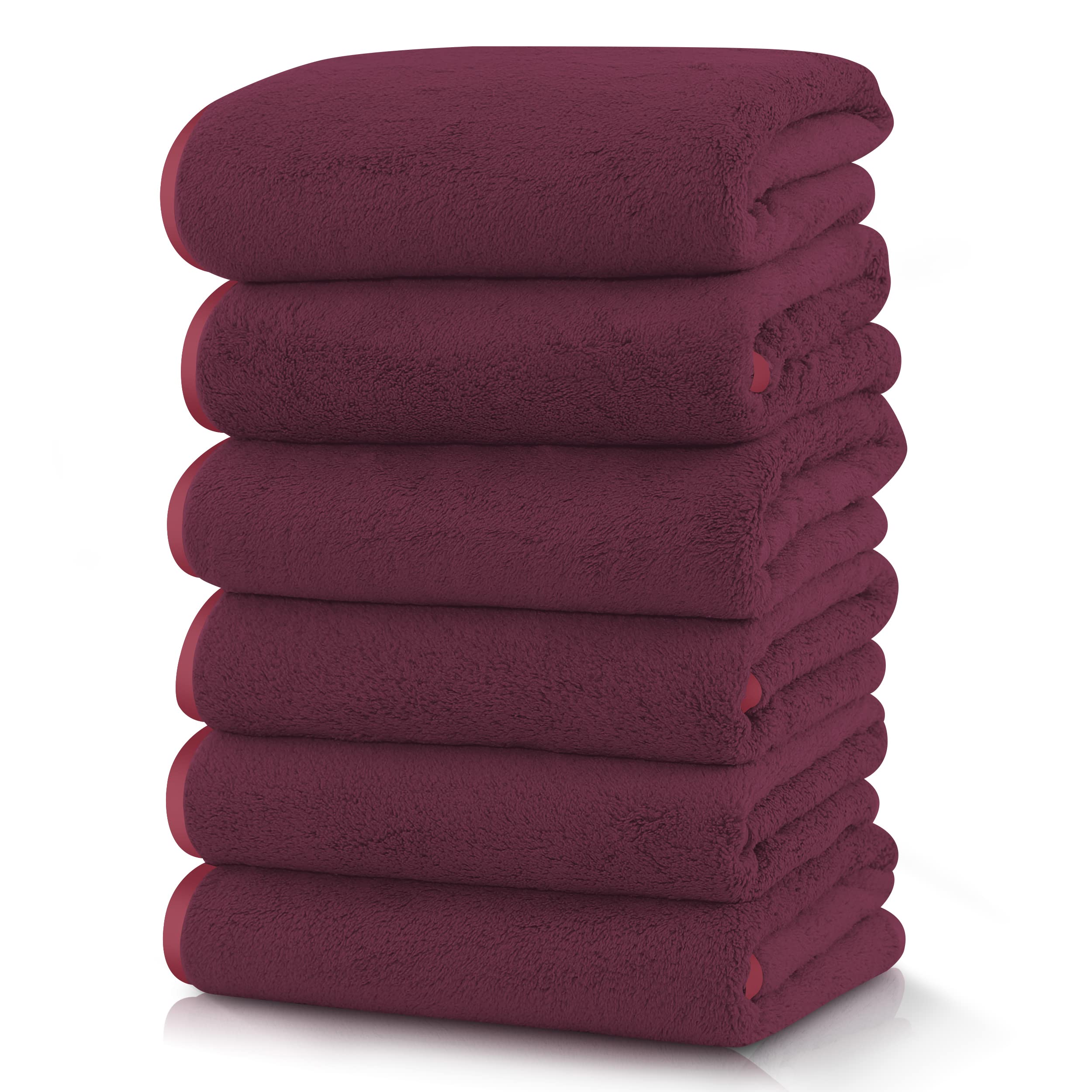TENSTARS 6 Pack Hand Towels, Burgundy
