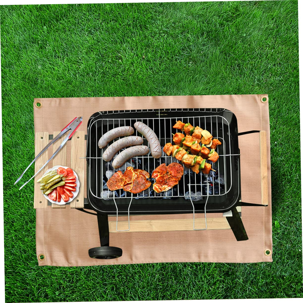 Tappetino Ignifugo e Isolante da Campeggio 45x45 Cm, Coperta Termo-Protettiva per Barbecue e Picnic all’Aperto, Resistente al Calore Custodia Pieghevole Leggera