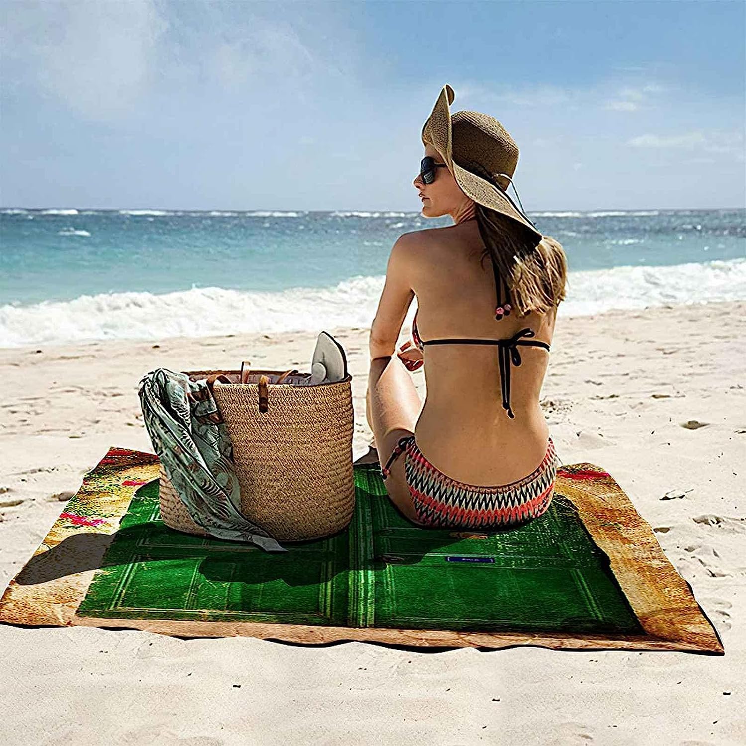 Serviette De Plage Enfant Porte en Bois Vert Vintage Séchage Rapide Imprimé 3D ‎Absorbante Durabilité Gothique Squelette Drap De Plage Serviette De Bain pour Sauna Surf Voyage 200 X 200 Cm -0L5J+Z0V