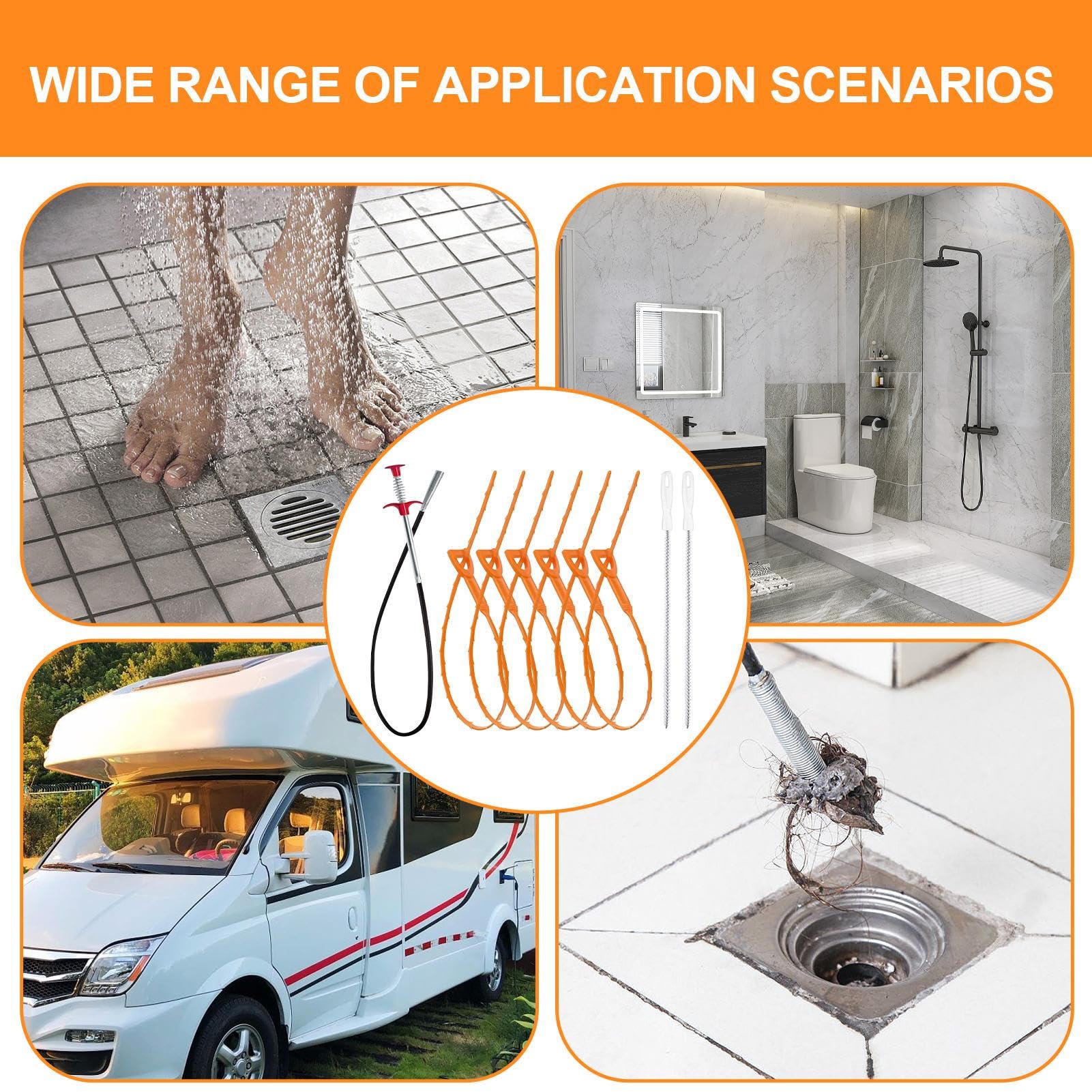 Déboucheur de Canalisation pour Cheveux Câble Flexible Lavabo Salle de Bain