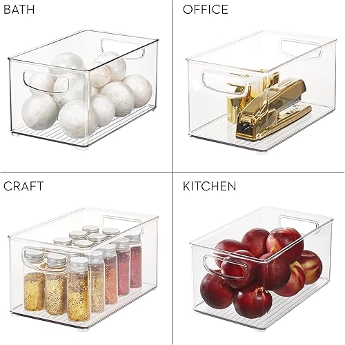 Miniatura 7 de iDesign Contenedores apilables para despensa con asas para armarios o refrigerador, juego de 6, transparentes, fabricados en Estados Unidos