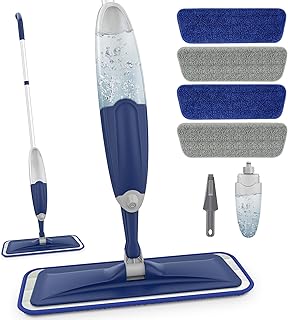 Spray Mops Microfiber Floor Mops for Cleaning, Wet Dry Mop Floor Cleaning Mops with 4 Reusable Washable Mop Pads, Wet Spray Mop Dust Mop Refillable Flat Floor Mop for Hardwood Laminate Tile Floors