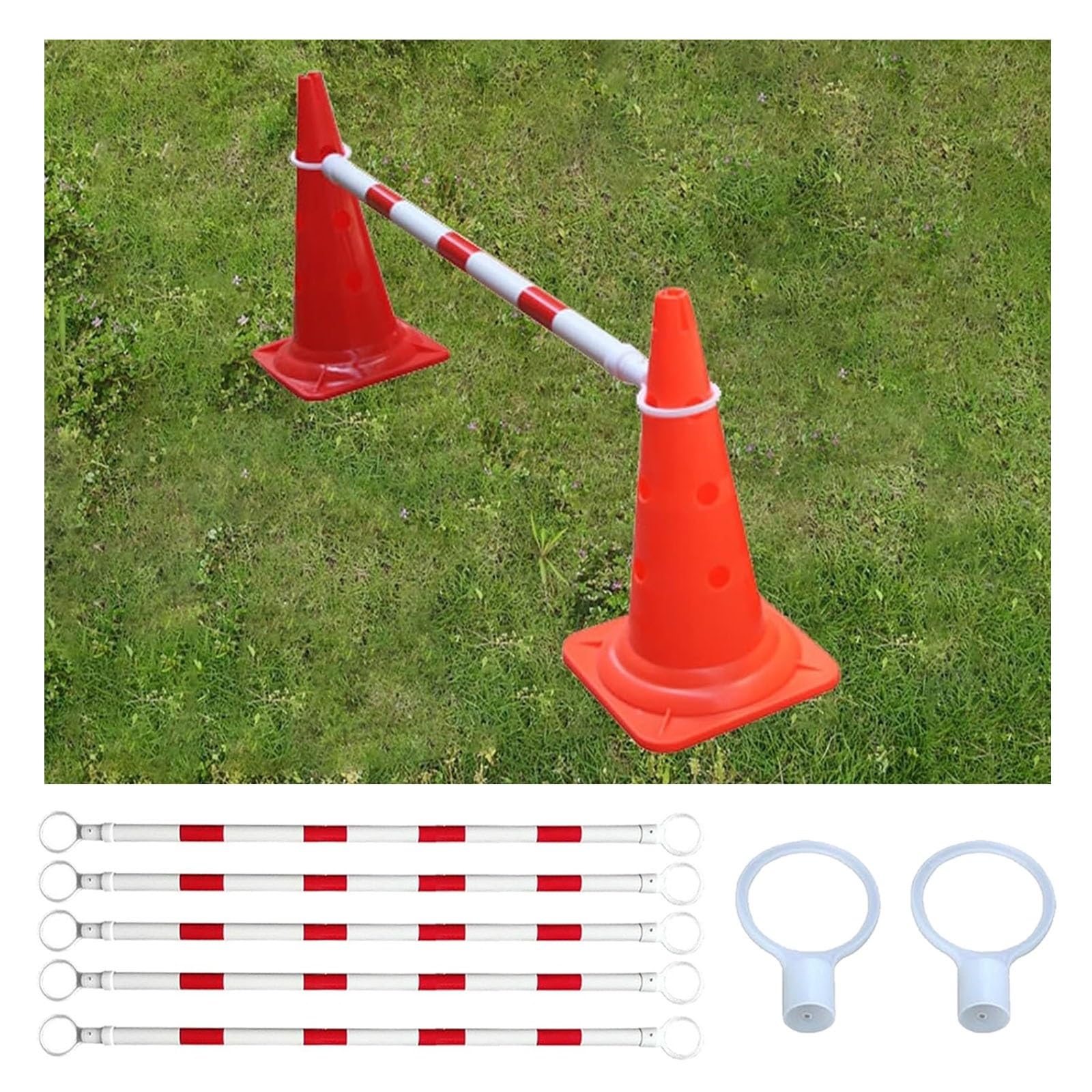 Wysuwana bariera stożkowa ruchu drogowego o długości 4,2–7,2 stopy z możliwością rozbudowy(Red White,15pc)