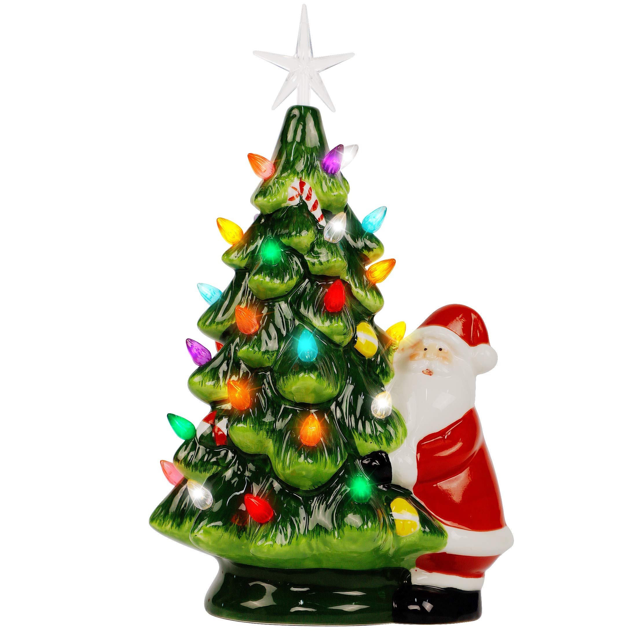 Buy Lulu Home Ceramic Christmas Tree, 13 Inch LED Light Up Ceramic op