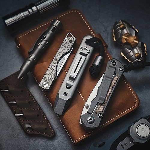 Miniatura 9 de KeyUnity KR00 EDC Pocket Pry Bar Bit Bar Titanium Multitool & KA23 Clip de bolsillo de acero inoxidable paquete