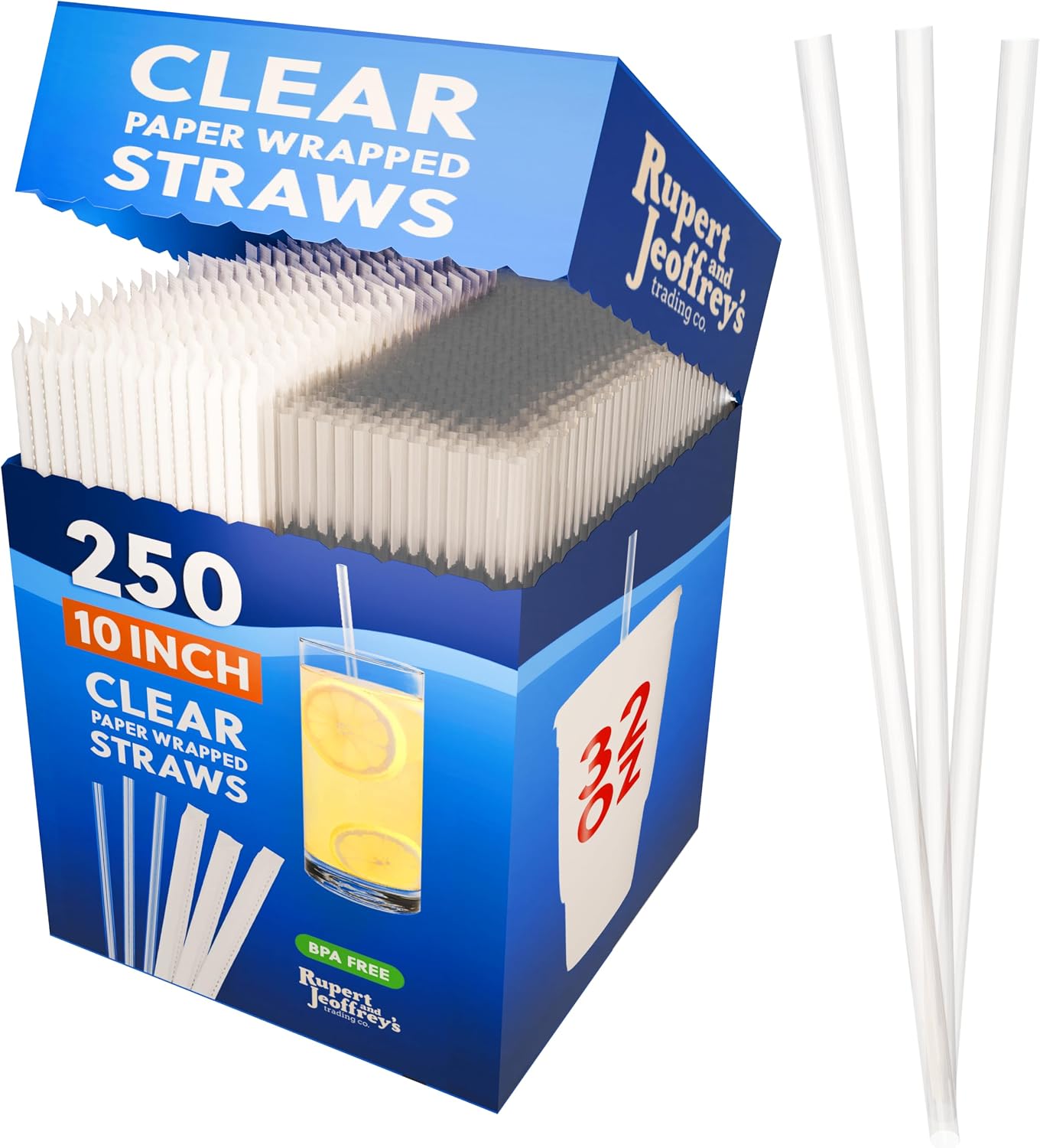Paper Wrapped Plastic Drinking Straws (10" x 0.28") (250, Clear)