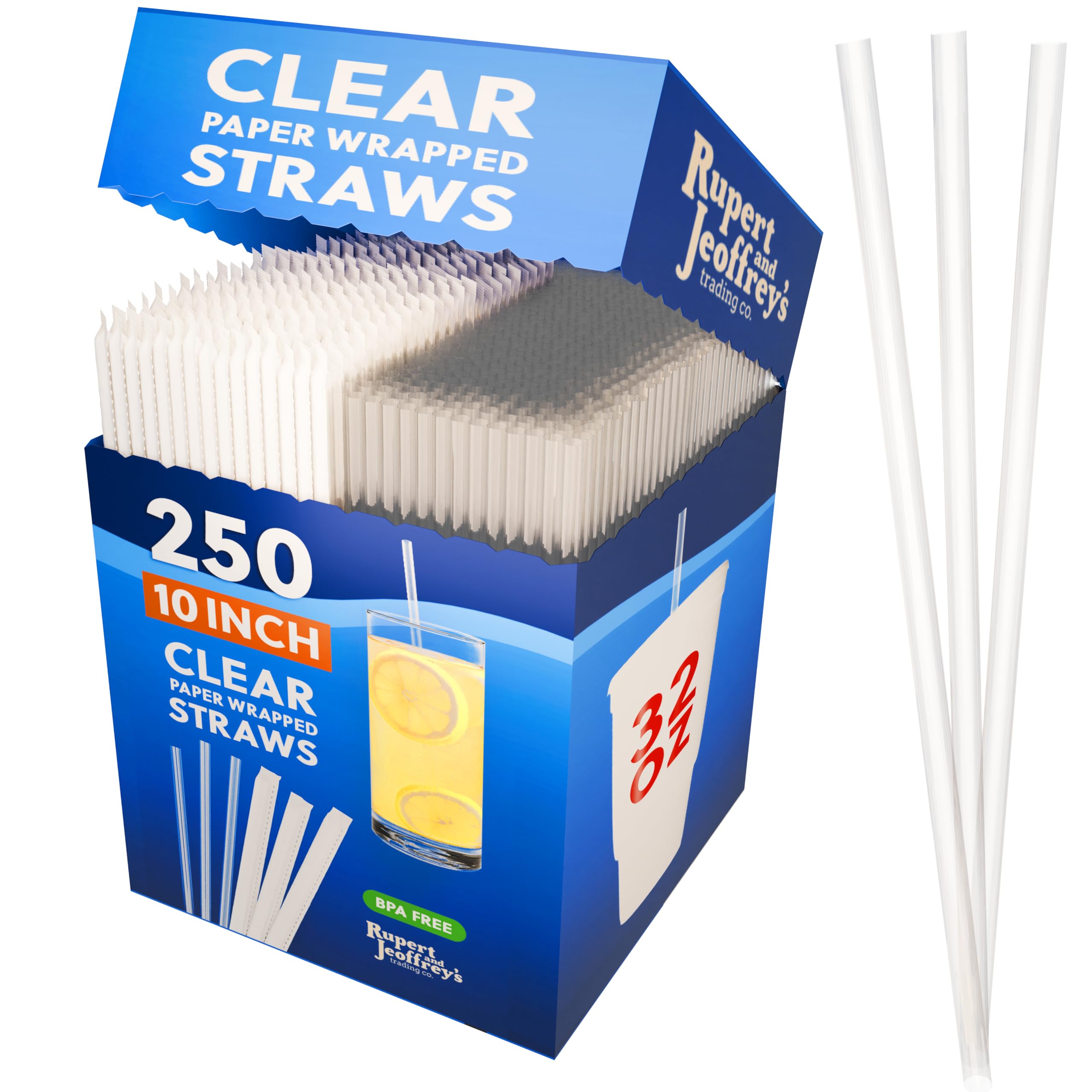 Paper Wrapped Plastic Drinking Straws (10" x 0.28") (250, Clear)