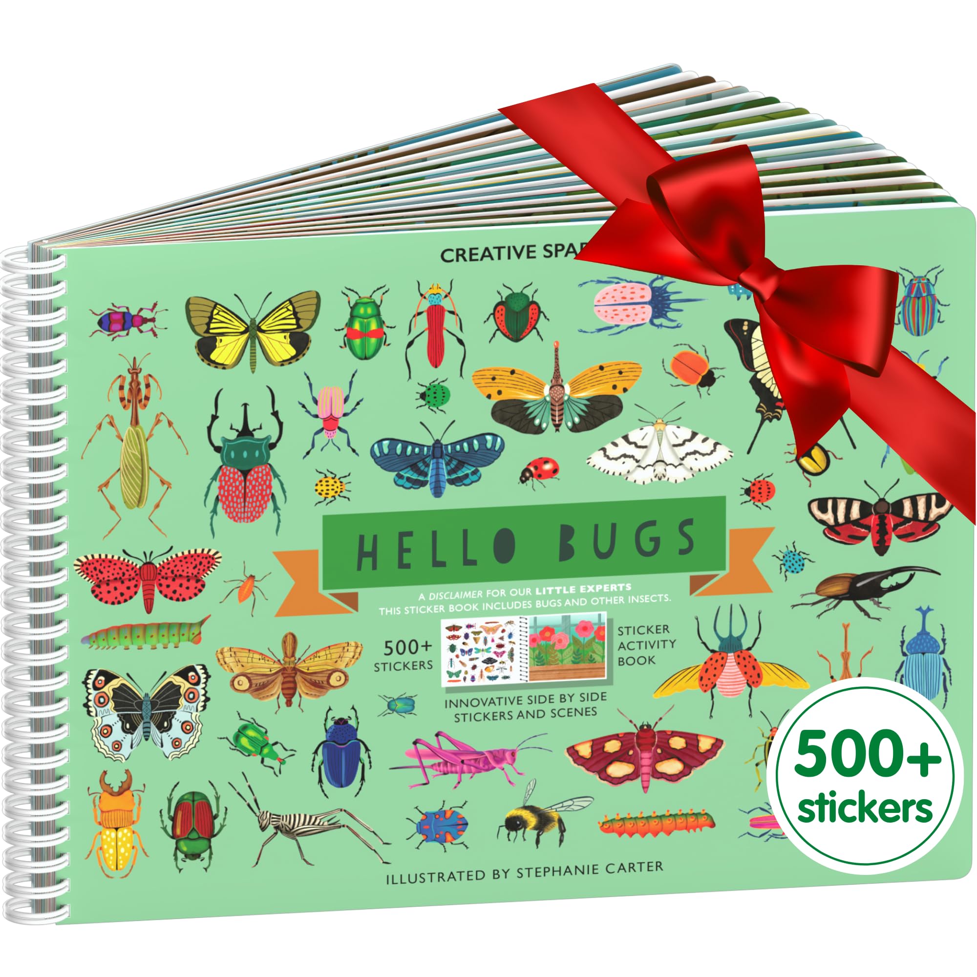 Cupkin Hello Bugs Sticker Book Activity for Kids, Toddler Airplane Travel Essentials, 500+ Bugs Stickers for Kids + 12 Scenes + 12 Coloring Book Pages, Bug Lover Gift, Children's Crafts Ages 2-8