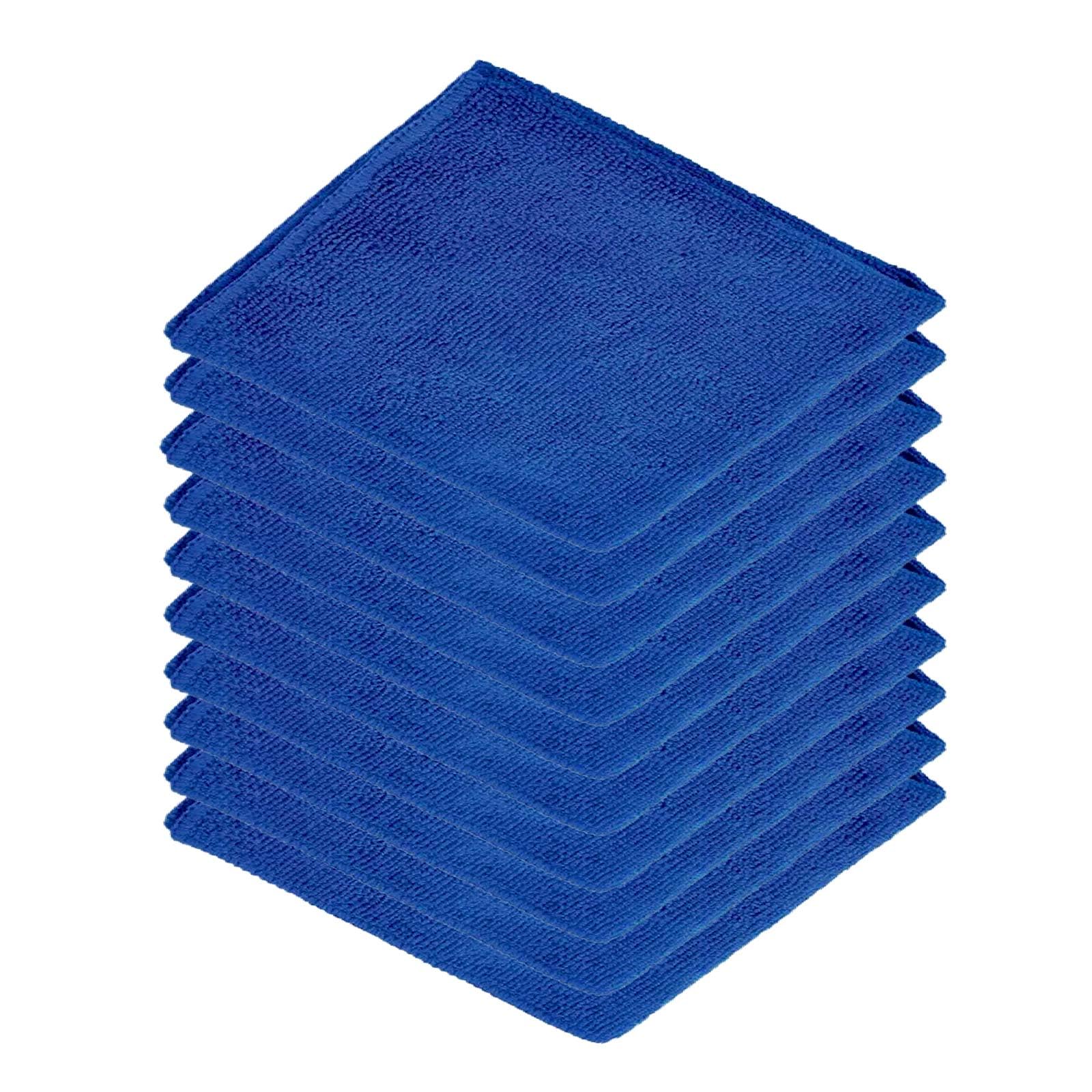 Dark Blue Microfibre Cleaning Cloths, Pack Of 10, Large, Super Soft 40 X 40 Cm