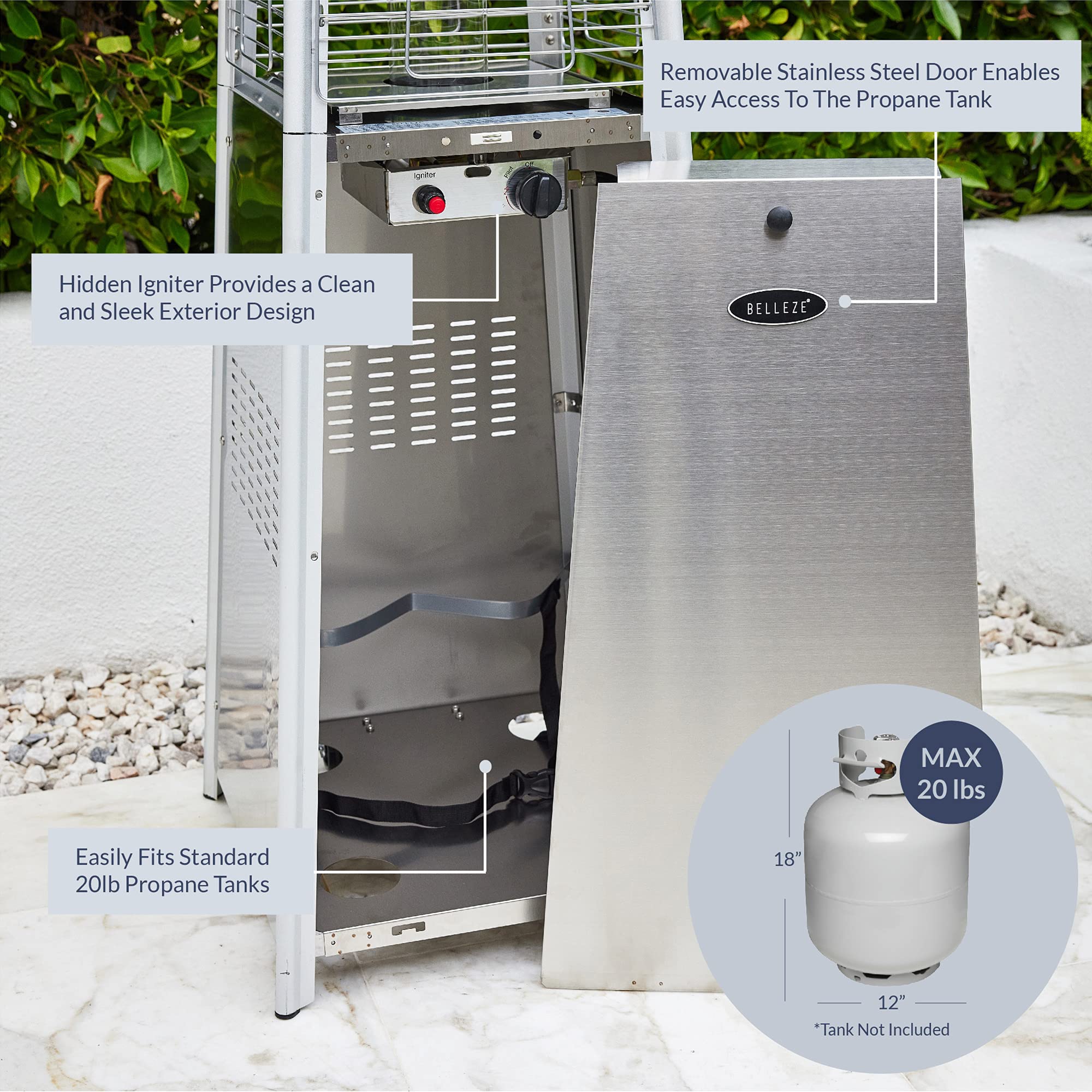 Buy BELLEZE 45,000 BTU Gas Outdoor Pyramid Patio Heater with Tall