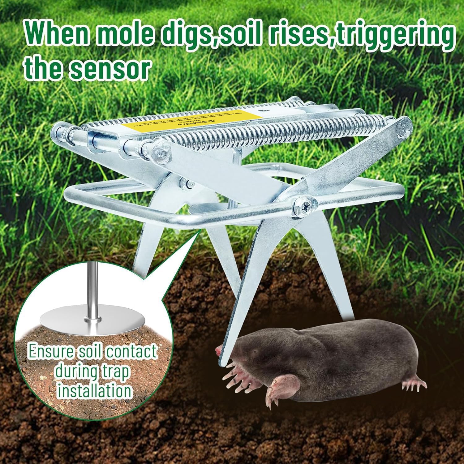 Trappola per talpa a forbice resistente per prati in acciaio zincato riutilizzabile trappole per talpe che funzionano meglio per Gopher Killer Facile installazione in un solo passaggio