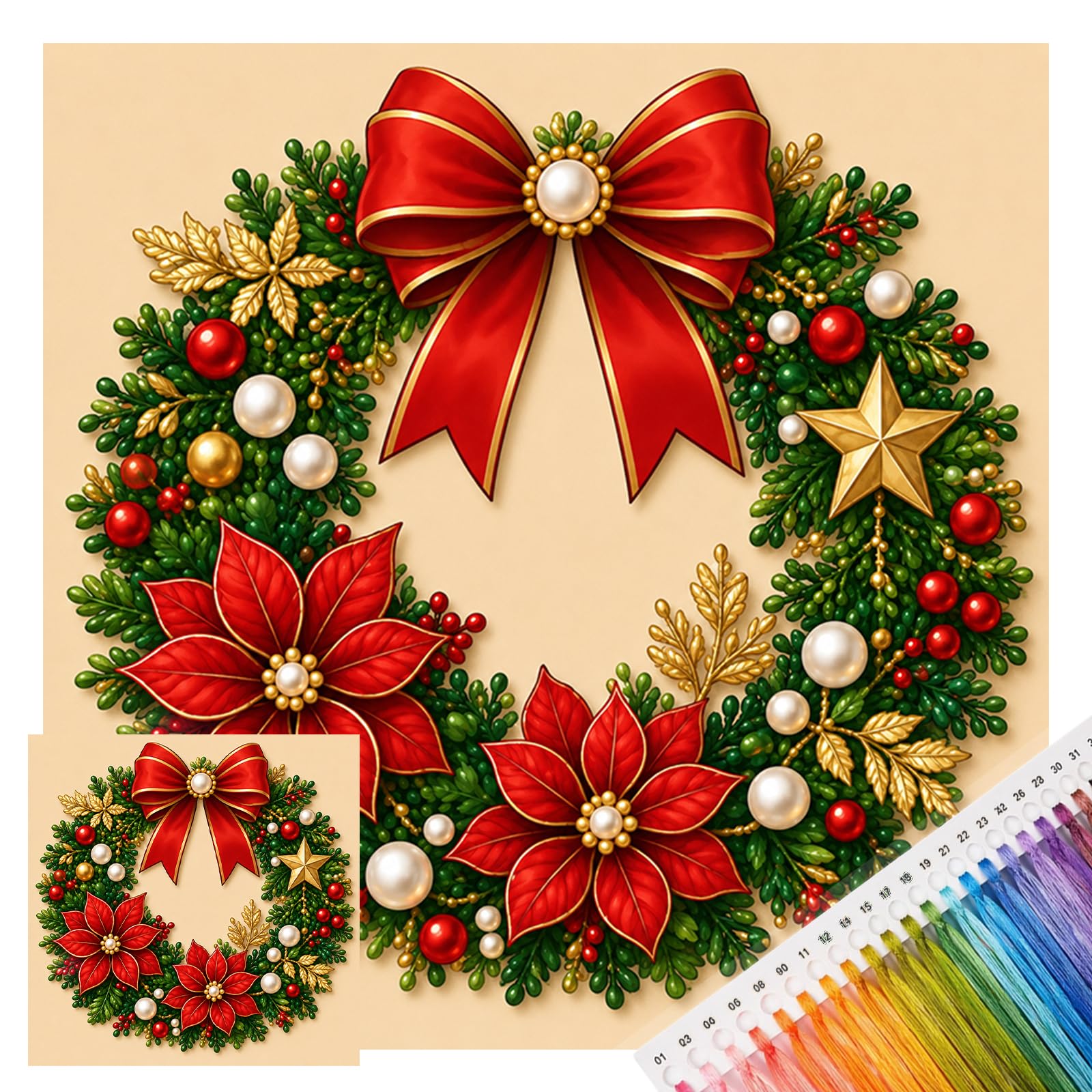 Christmas Needlework Kit 14CT Stamped Cross Stitch 30x30cm