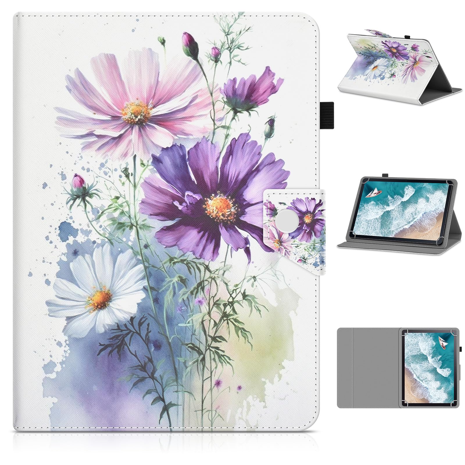 Photo 1 of DETUOSI Universal 10.1 inch Tablet Case, 10 inch Tablet Cover, Travel Portable Protective Folio Leather Stand Shell Case?with 4 Fixed Rings? for All Kinds of 9.6-10.5 inch Android/iOS/Windows Tablet