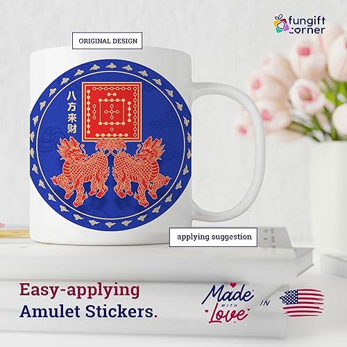 Miniatura 2 de Ho Tu - Calcomanías cuadradas mágicas de amuleto de Feng Shui, símbolo de los 4 tipos de buena fortuna, regalo de Feng Shui, calcomanías