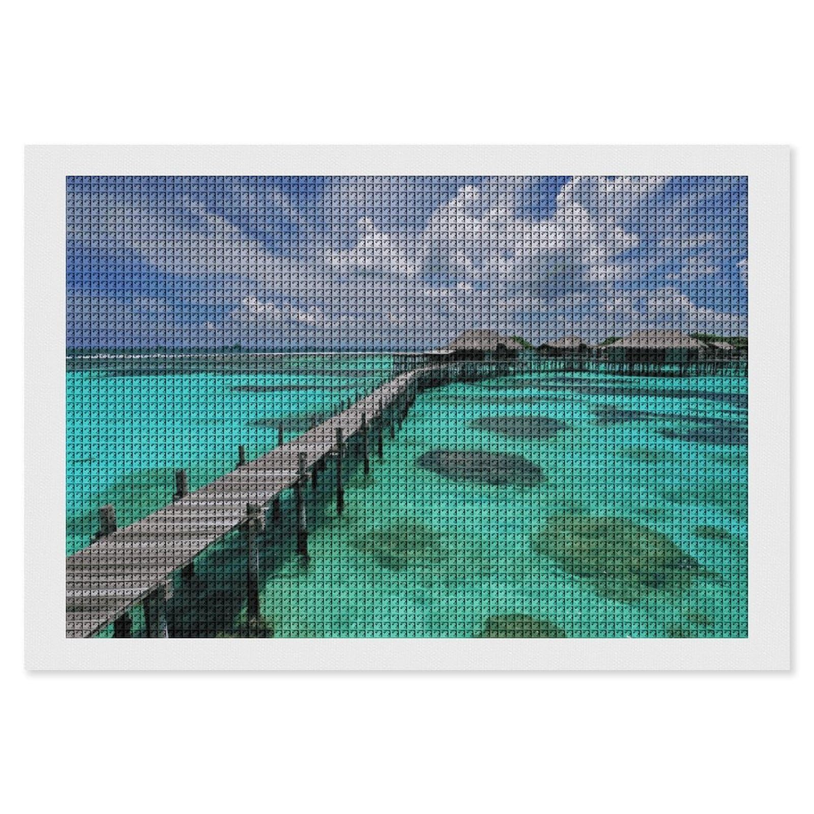 NONHAI Diamond Painting Kits for Adults - DIY Diamond Art Kits for Beginners - Full 5D Paint Drill Diamond Dots Paintings- Maldives Scenery Diamonds Pictures Gem Art and Craft Wall Decor 8"x12"