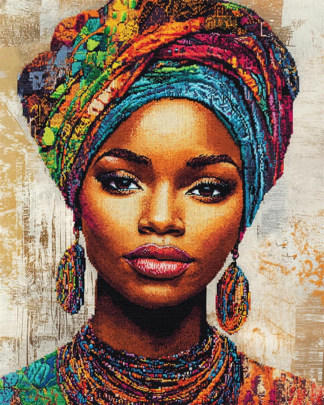 RKFLGEW 14CT Stamped Cross Stitch Kit Graffiti Woman Portrait Embroidery Kit for Beginners Adult DIY Cross Stitches Needlepoint Set Home Decoration 40x50cm