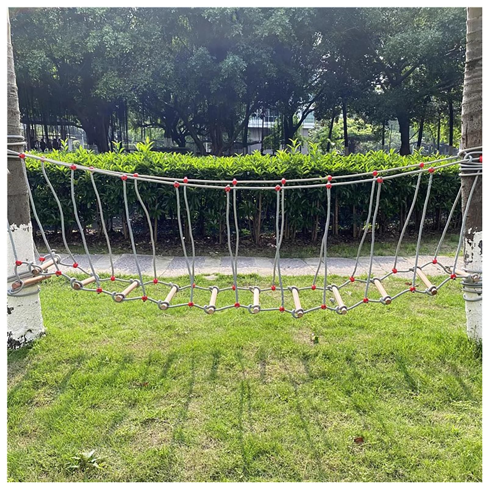 Drissa Double Slackline Accessories, Outdoor Obstacle Training Ground Ninja Rope Playground Rope Ladder Bridge(Size:6.5ft/2M)