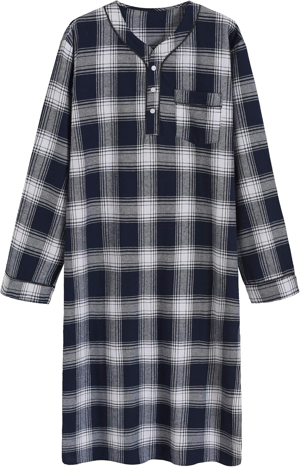Latuza Men's Cotton Flannel Nightshirt Sleep Shirt - Image 2