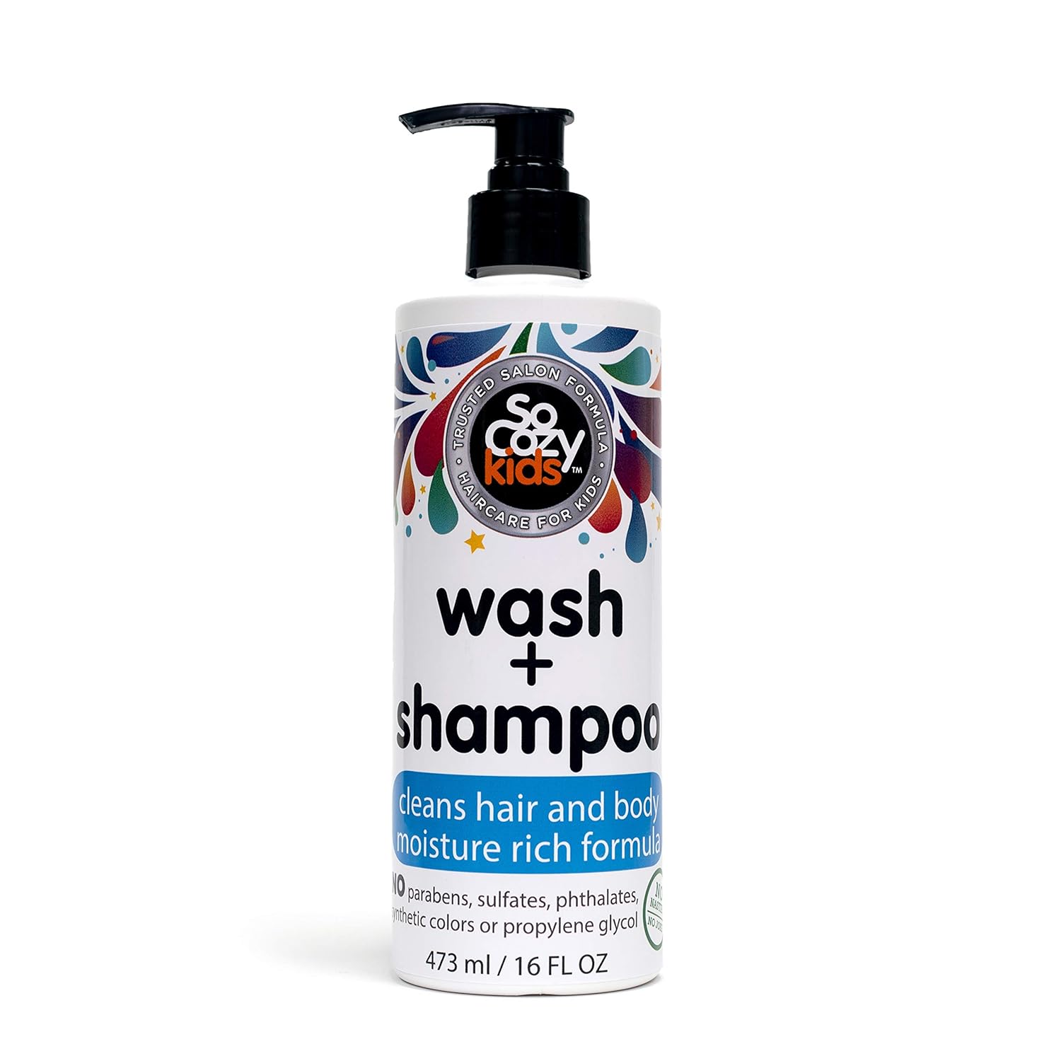 SoCozy Wash + Shampoo For Kids Cleans Hair and Body, 16 Fl Oz
