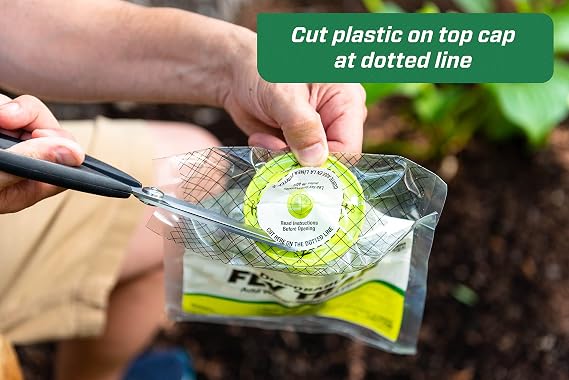 Rescue! Outdoor Disposable Fly Trap Hanging Fly Catcher with Attractant Bait, Fly Bag for Patio, Yard, Trash & Farm Areas Easy-to-Use Outdoor Fly Control - 6 Traps