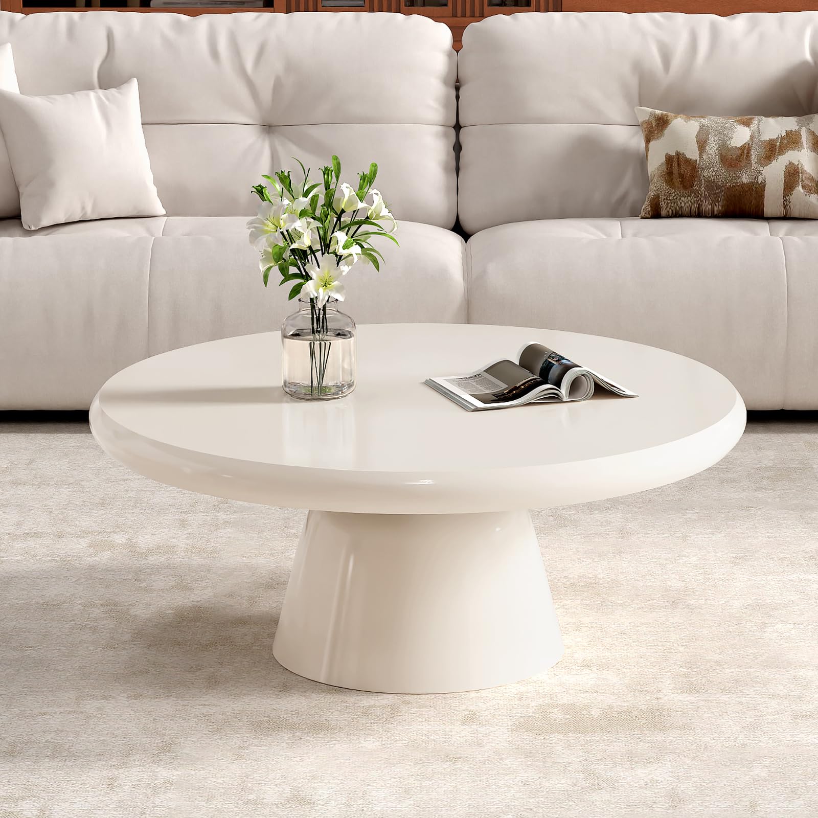 Table basse ovale blanc crème : fini le manque de place au salon