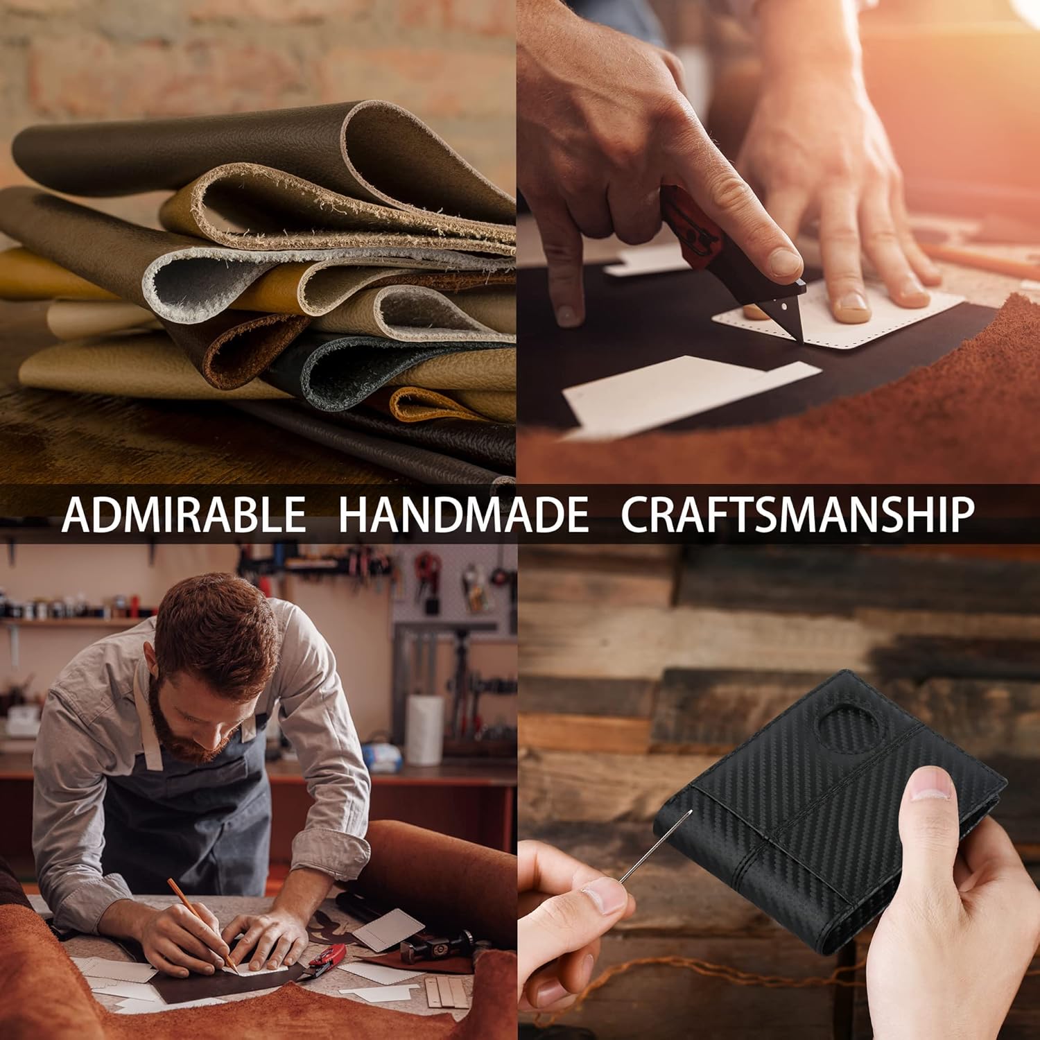 Swallowmall AirTag Wallet Mens RFID Blocking Genuine Bifold Leather Wallets for air tag Men's Wallet with 1 ID Window 15 Card Slots (Airtag Not included) - Image 7