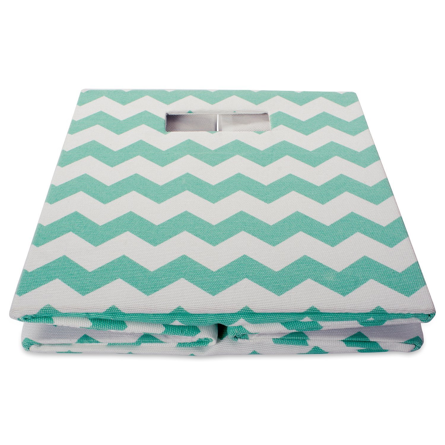 DII Design Imports Polyester Cube Chevron Aqua Square