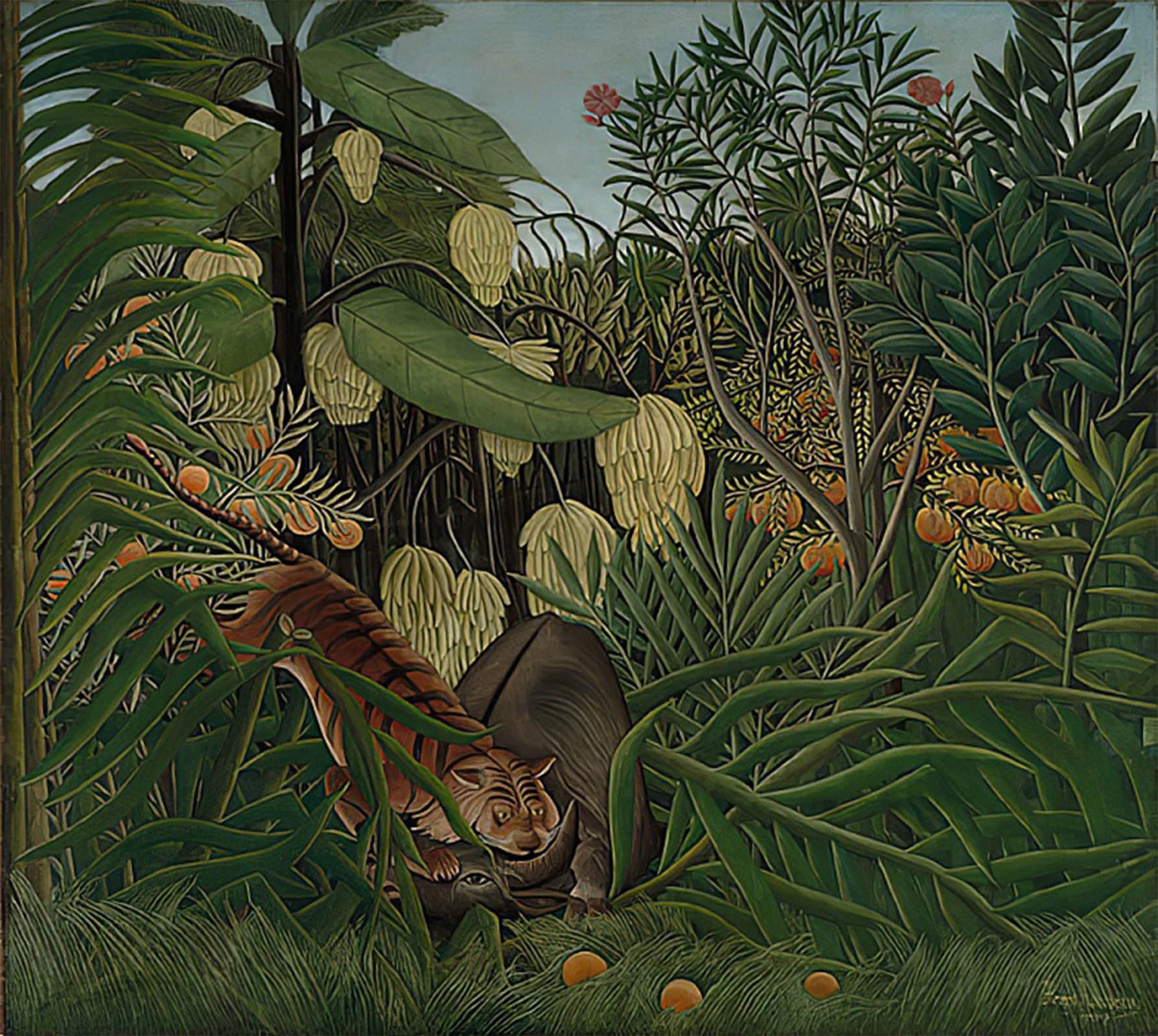 SERENDIPITP Aesthetic Poster Photo Wall Print Retro Picture Fight Between a Tiger by Henri Rousseau Modern Wall Artwork for Home Decor 60x90cm