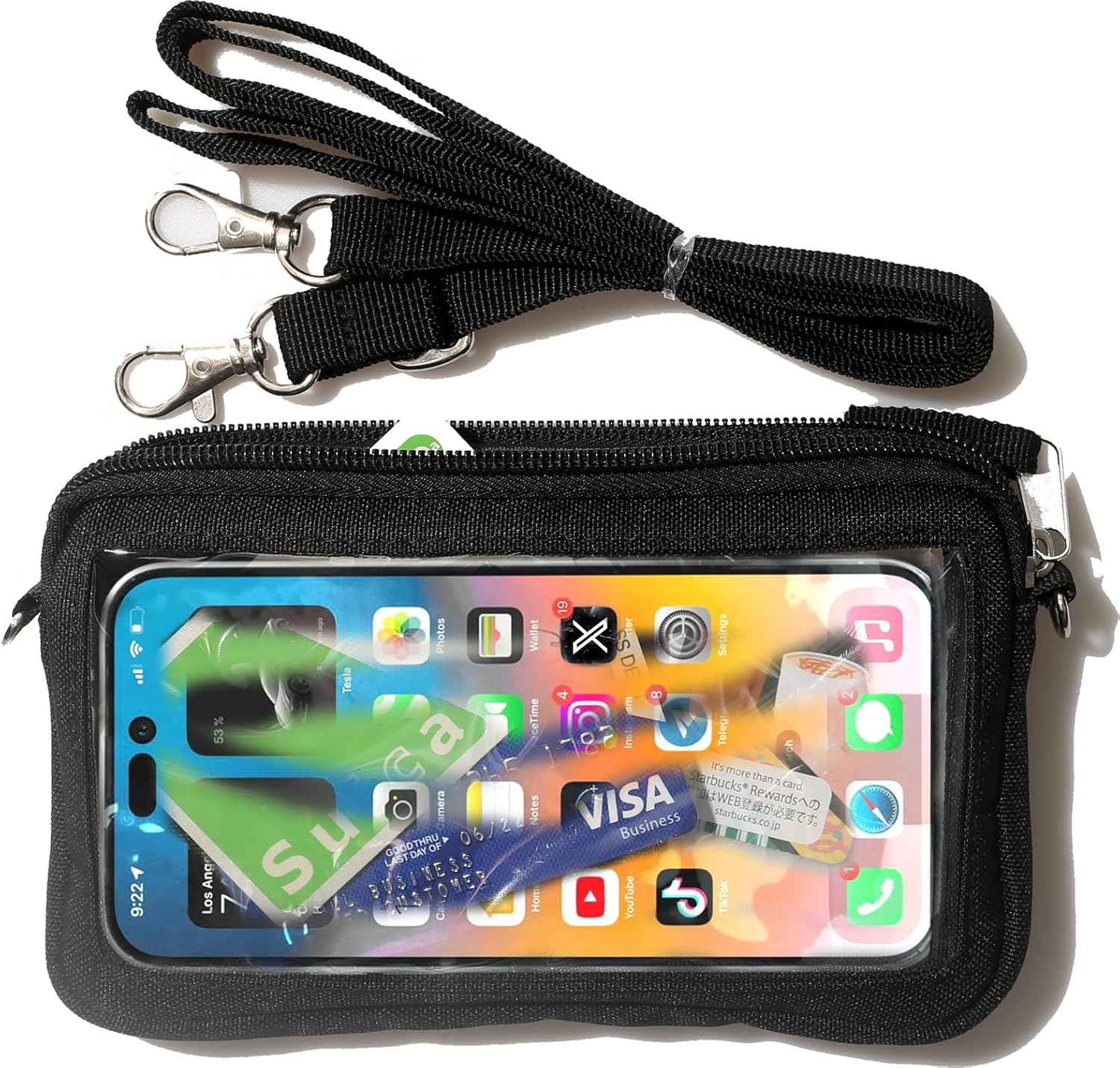 DQL Lightweight Cross Body Phone Case Holder for Women -Phone case with Lanyard Clear Cell Phone Crossbody Bags/Purse/Wallet for Concert Football Games Sports Stadium Events