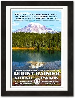 Mount Rainier National Park, Add Some Retro Flair To Your Home - Original Vintage National Park Decor Design by Robert B. Decker - 100% Recycled Material - Unframed - 13" x 19"