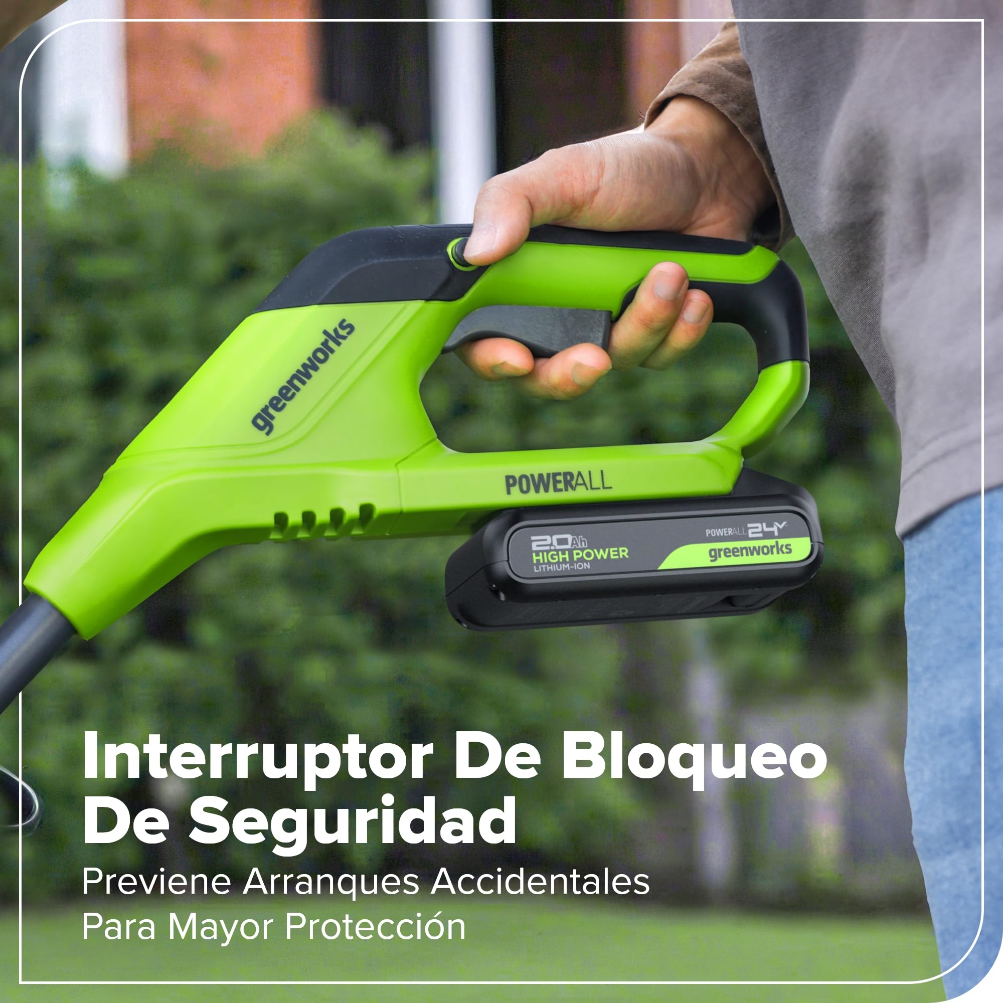 Greenworks 48V (24V x 2) Cortacésped de batería Li-Ion 24V 36cm Ancho Corte hasta 400m² a y Cortabordes Inalámbrico con Cabezal de Alimentación Automática con 1 Batería 4Ah y Cargador-MTCK48B421-01