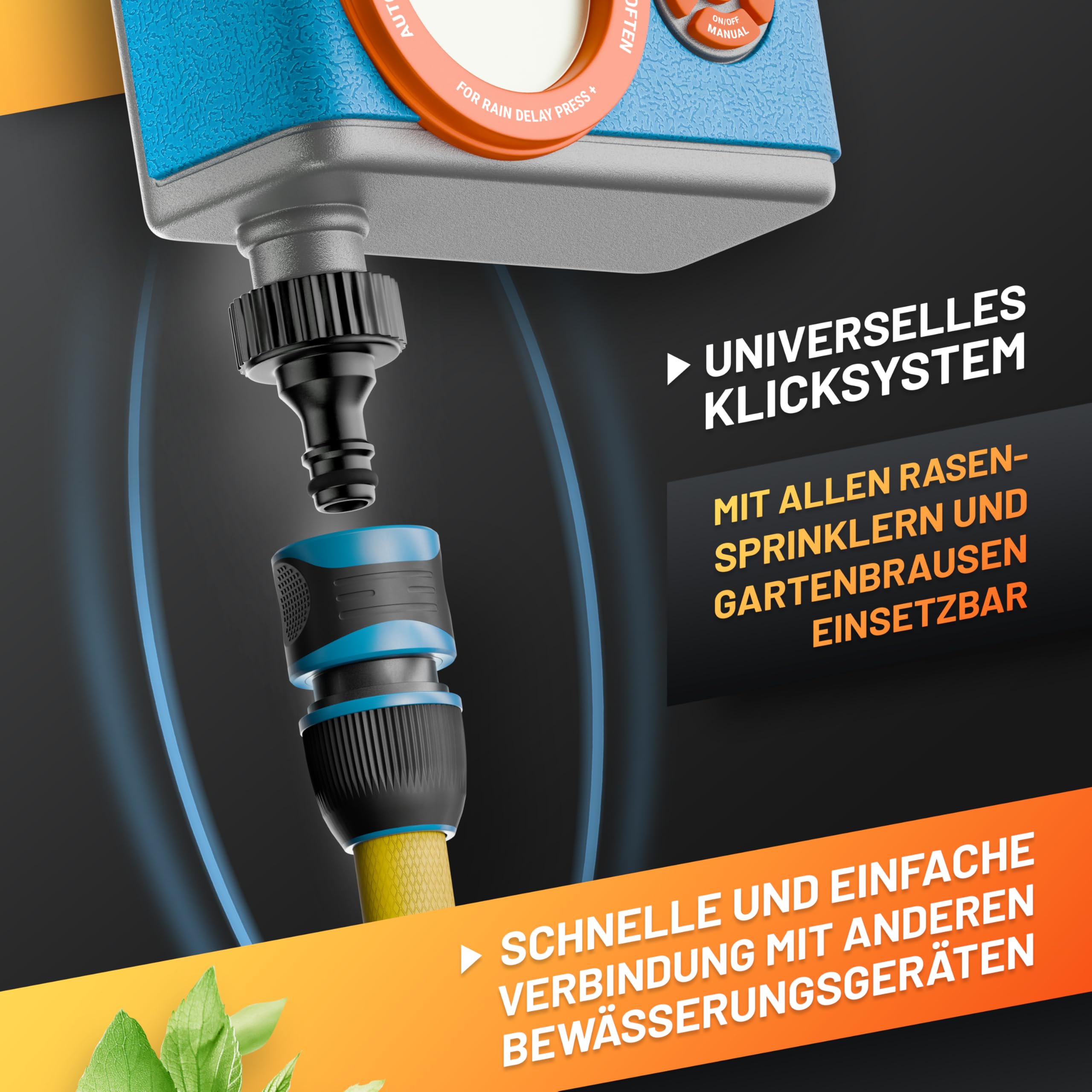 GRÜNTEK Digitale Bewässerungssteuerung mit Digitalanzeige, Flexibler Bewässerungscomputer mit Wahl der Wochentage und Bewässerungstimer von 1 Min. bis 360 Min.