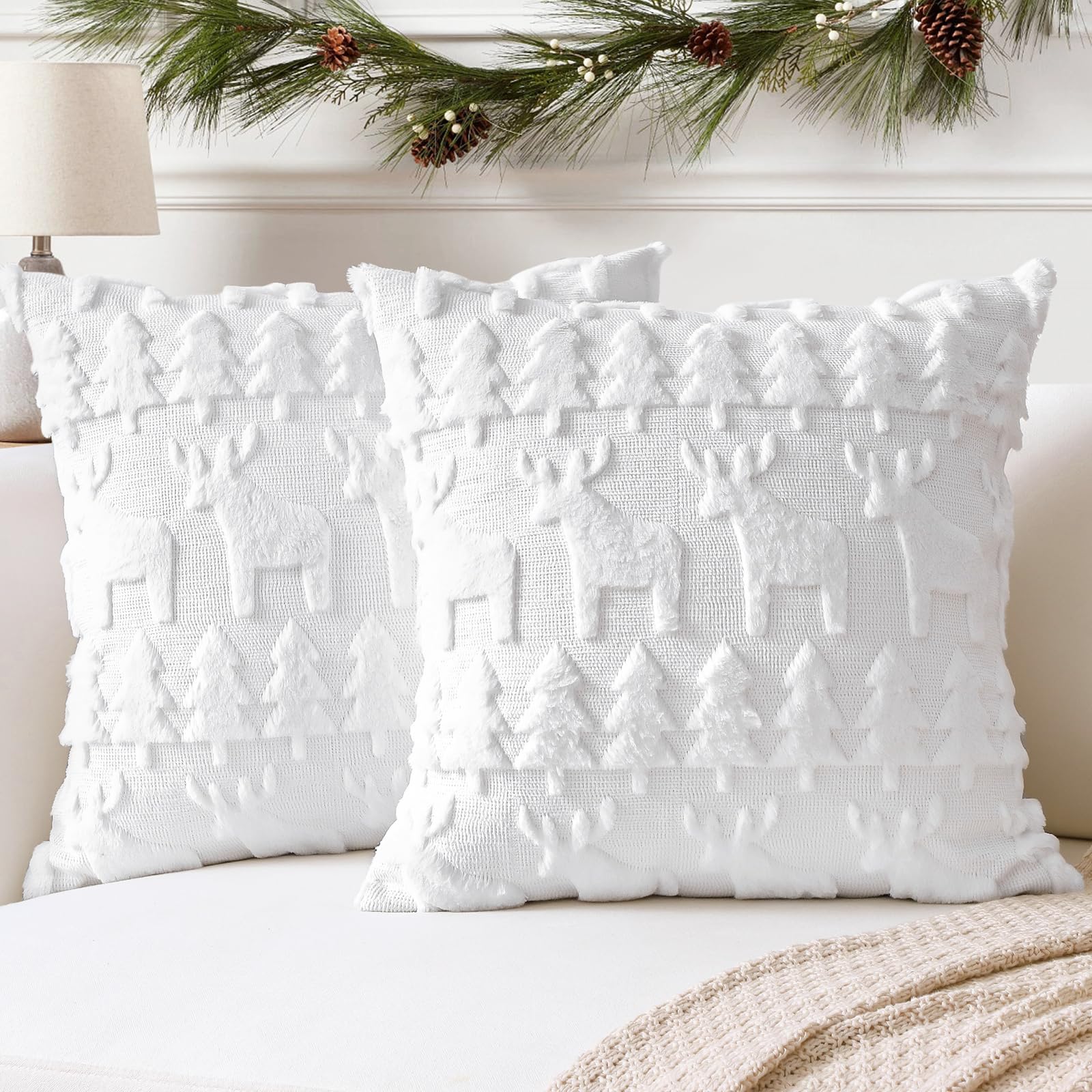 Fundas de cojines de terciopelo navideñas Artscope para renovar almohadas gastadas de salón