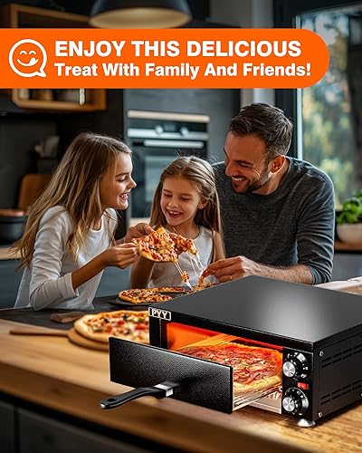 Miniatura 4 de PYY Horno de pizza de 12 pulgadas, para encimera, para interiores, máquina eléctrica para hacer pizza para el hogar, con temporizador, acero