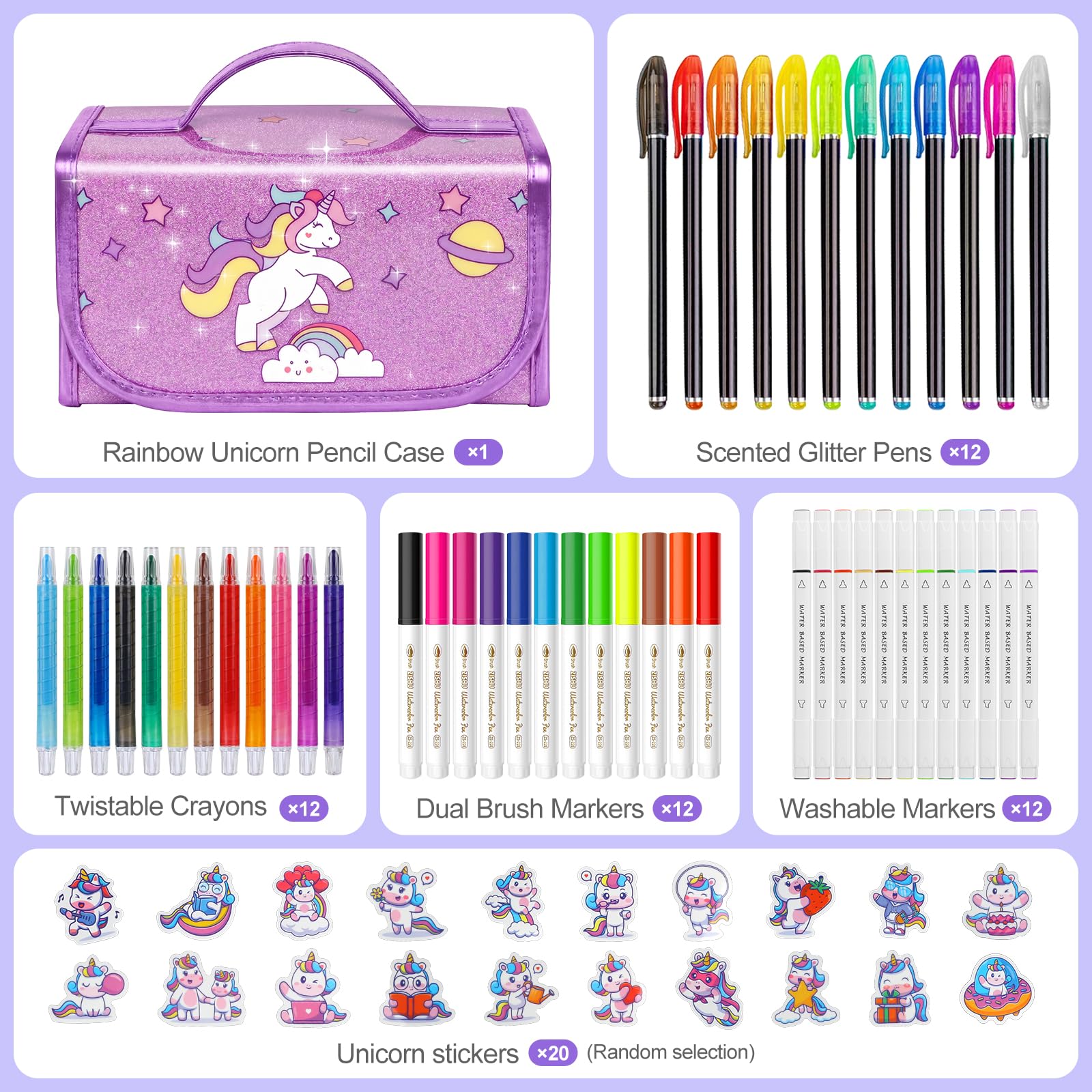 Hot Bee Unicorno Bambina Regalo - Astuccio e Valigetta Colori con Pennarelli Lavabili