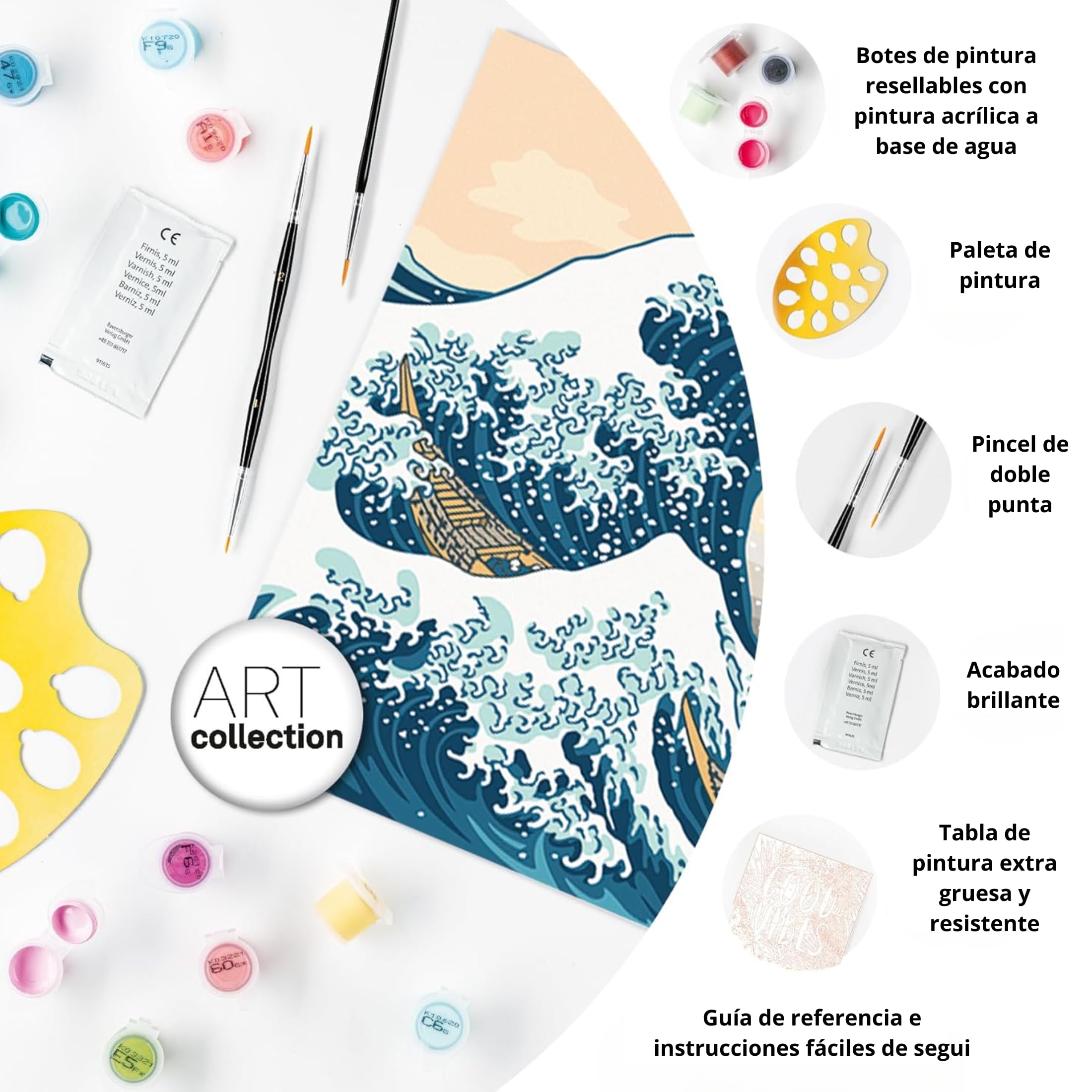Ravensburger - Creart Serie B Art Collection: Hokusai, La Gran Ola De Kanagawa | Manualidades Adultos | Pintar por Numeros Adultos Relajante | Cuadros por Numeros Art Collection 40x30cm