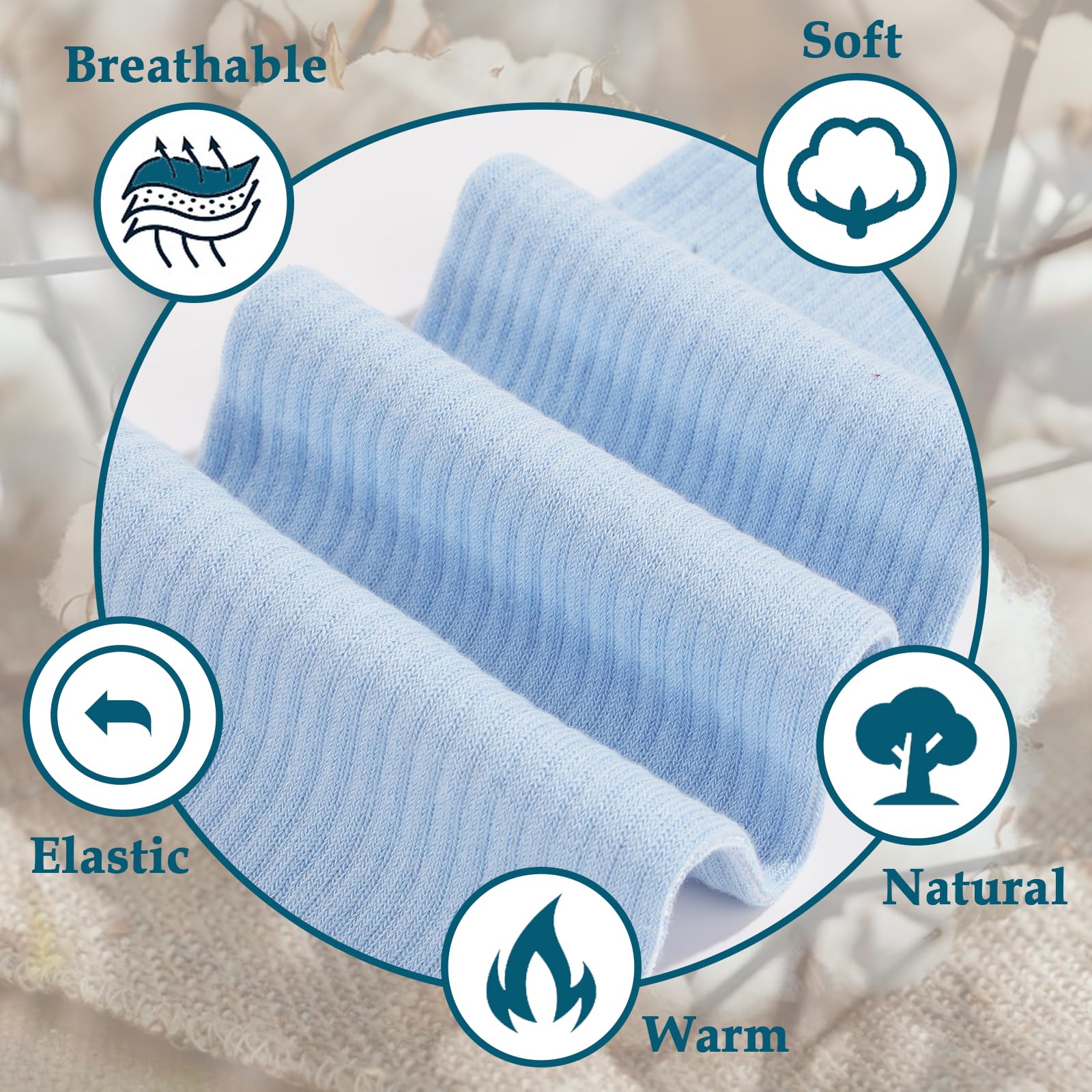Moon Wood Plus Size Thigh High Socks for Thick Thighs- Womens Knit Cotton Extra Long Over the Knee High Socks Leg Warmer: One Size Plus Light Blue