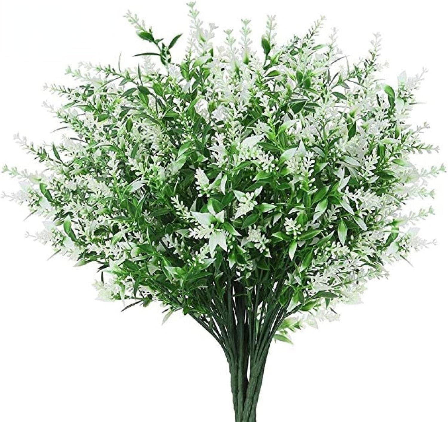 YATUOPNG Artificial Plant In Pot-Artificial Green Plants Flowers Plastic Lavender Fake Home Wedding(White)